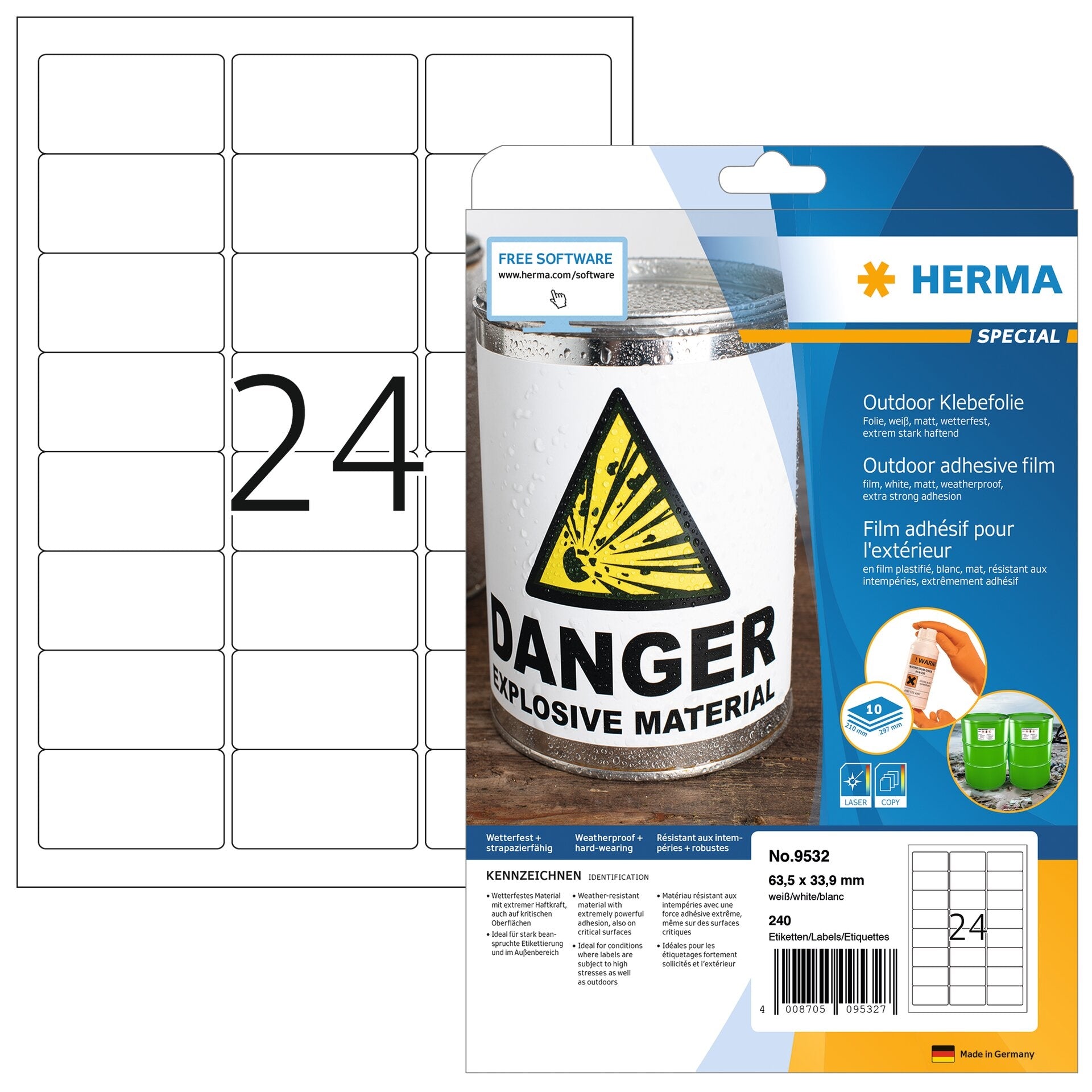 HERMA     Étiquettes PP      63,5x33,9mm