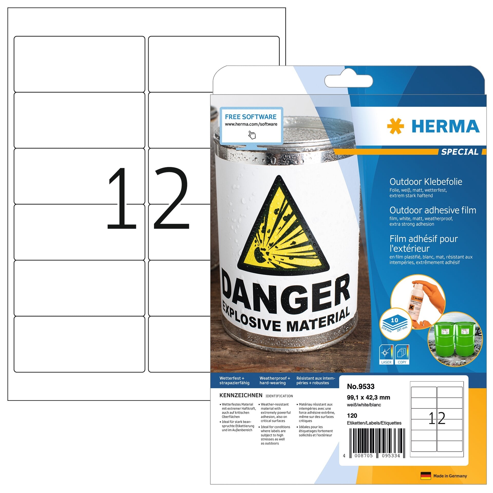 HERMA     Étiquettes PP      99,1x42,3mm