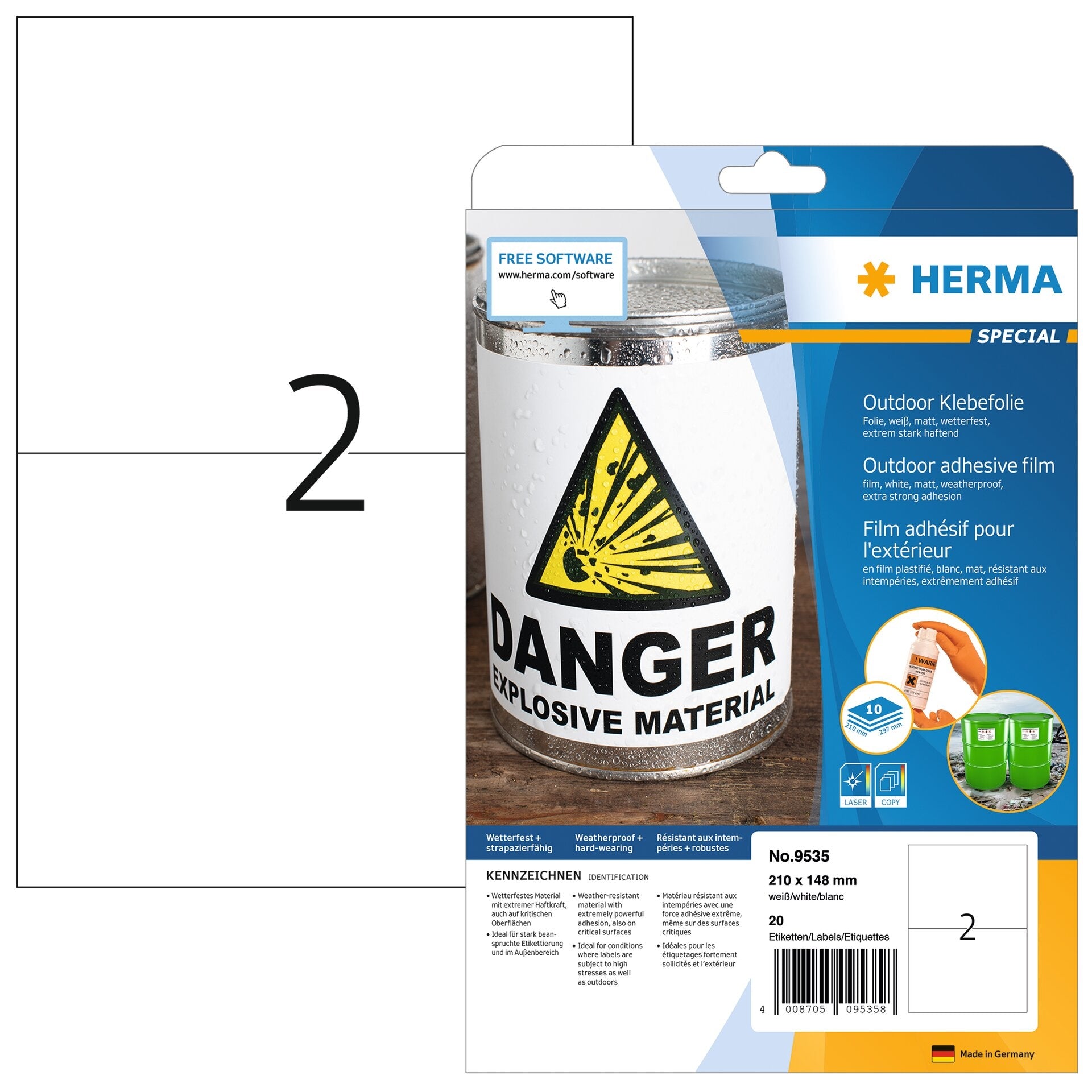 HERMA     Étiquettes PP        210x148mm