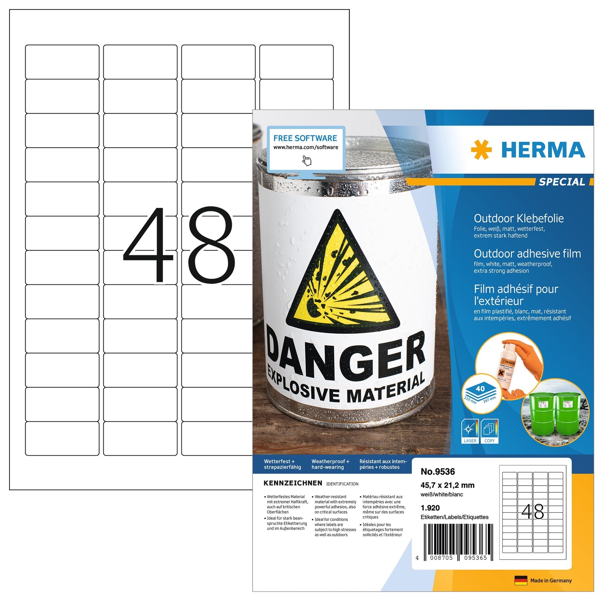 HERMA     Etiquettes film    45,7x21,2mm