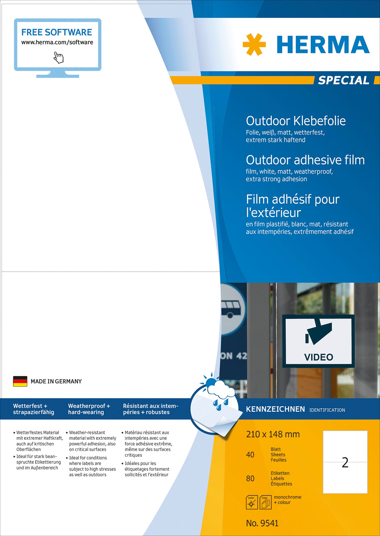 HERMA     Etiquettes film      210x148mm