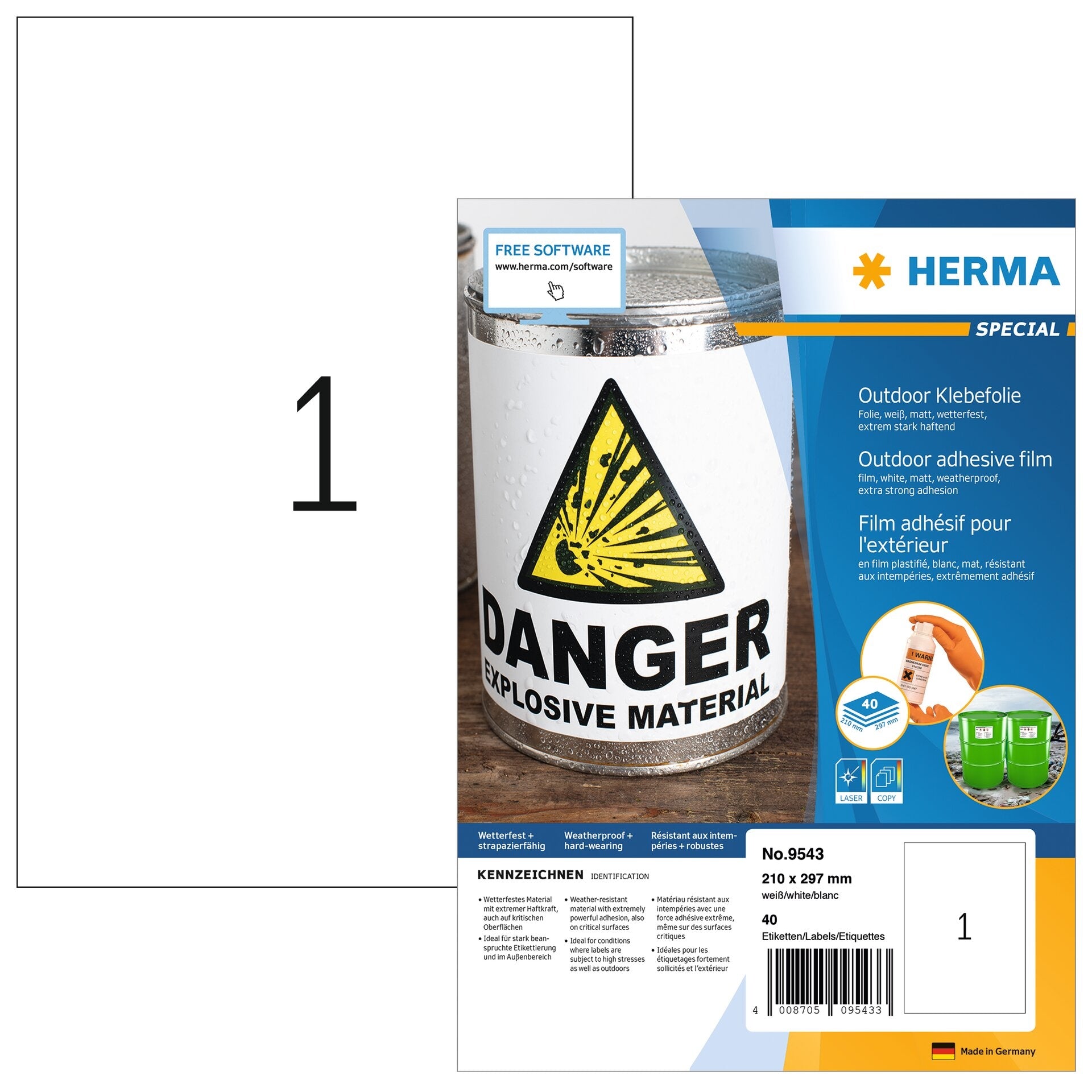 HERMA     Etiquettes film      210x297mm