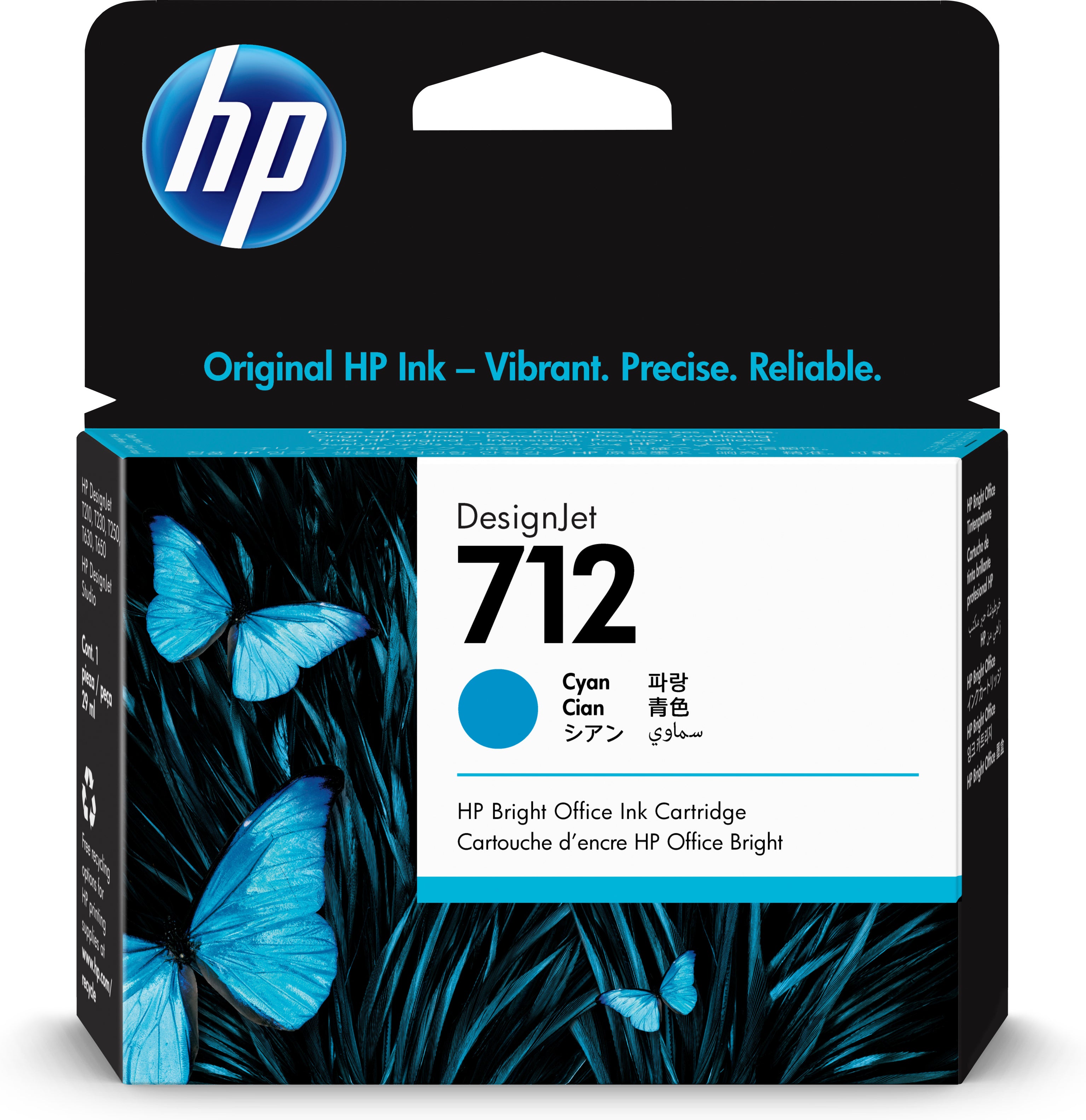 HP Cart. d'encre 712 cyan 3ED67A DesignJet T230/250/630 29ml