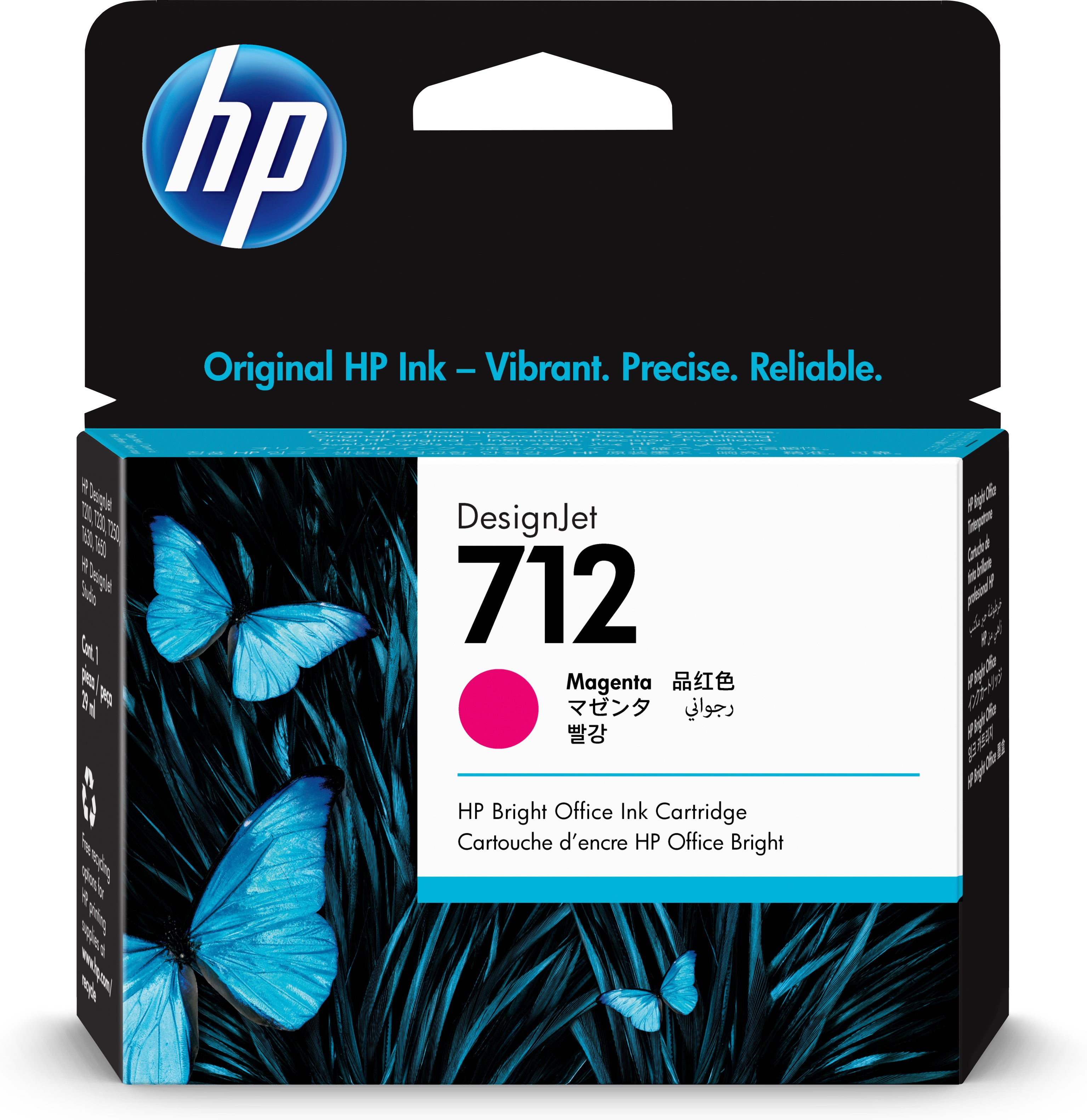 HP Cart. d'encre 712 magenta 3ED68A DesignJet T230/250/630 29ml