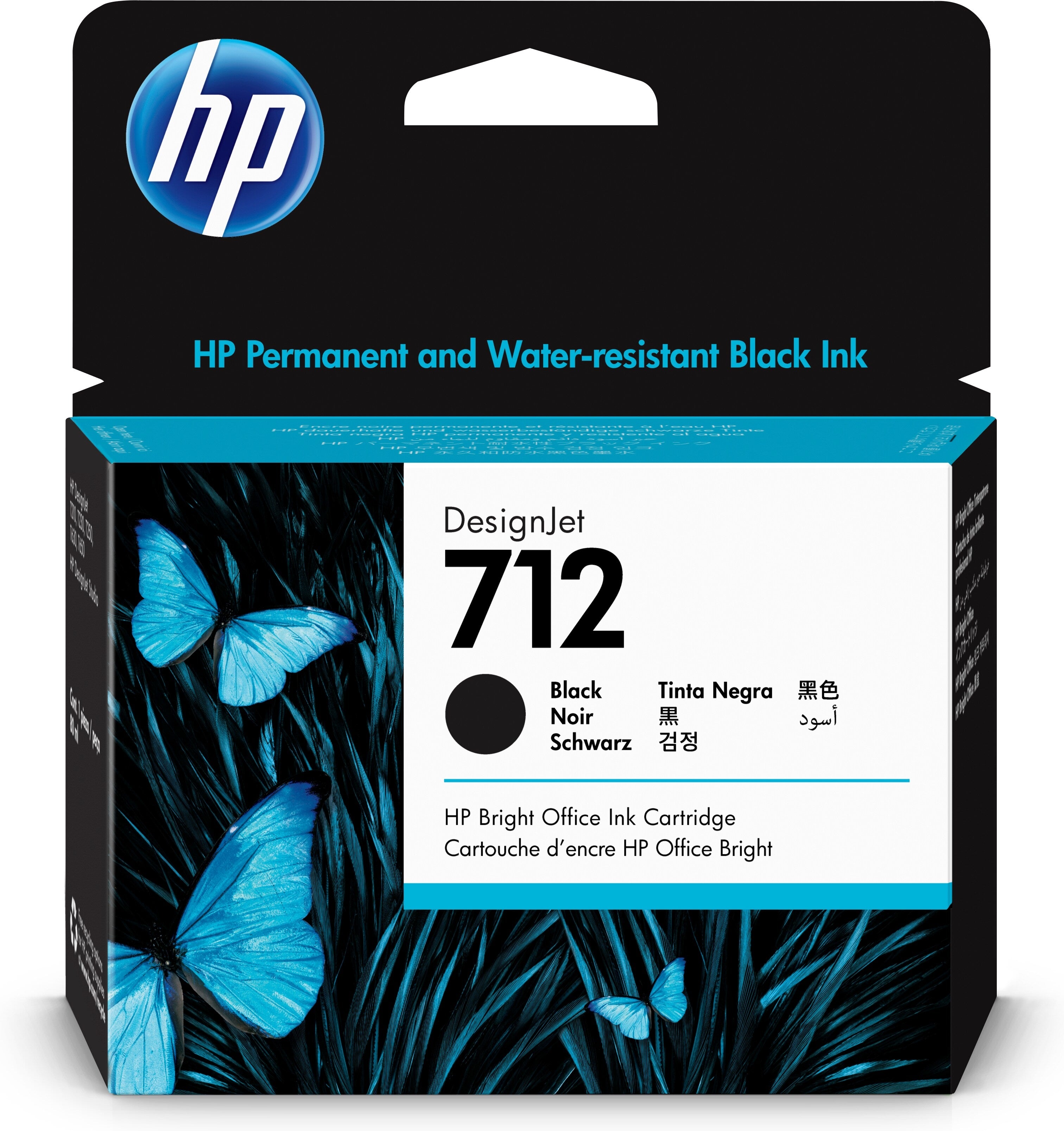 HP Cart. d'encre 712 black 3ED71A DesignJet T230/250/630 80ml