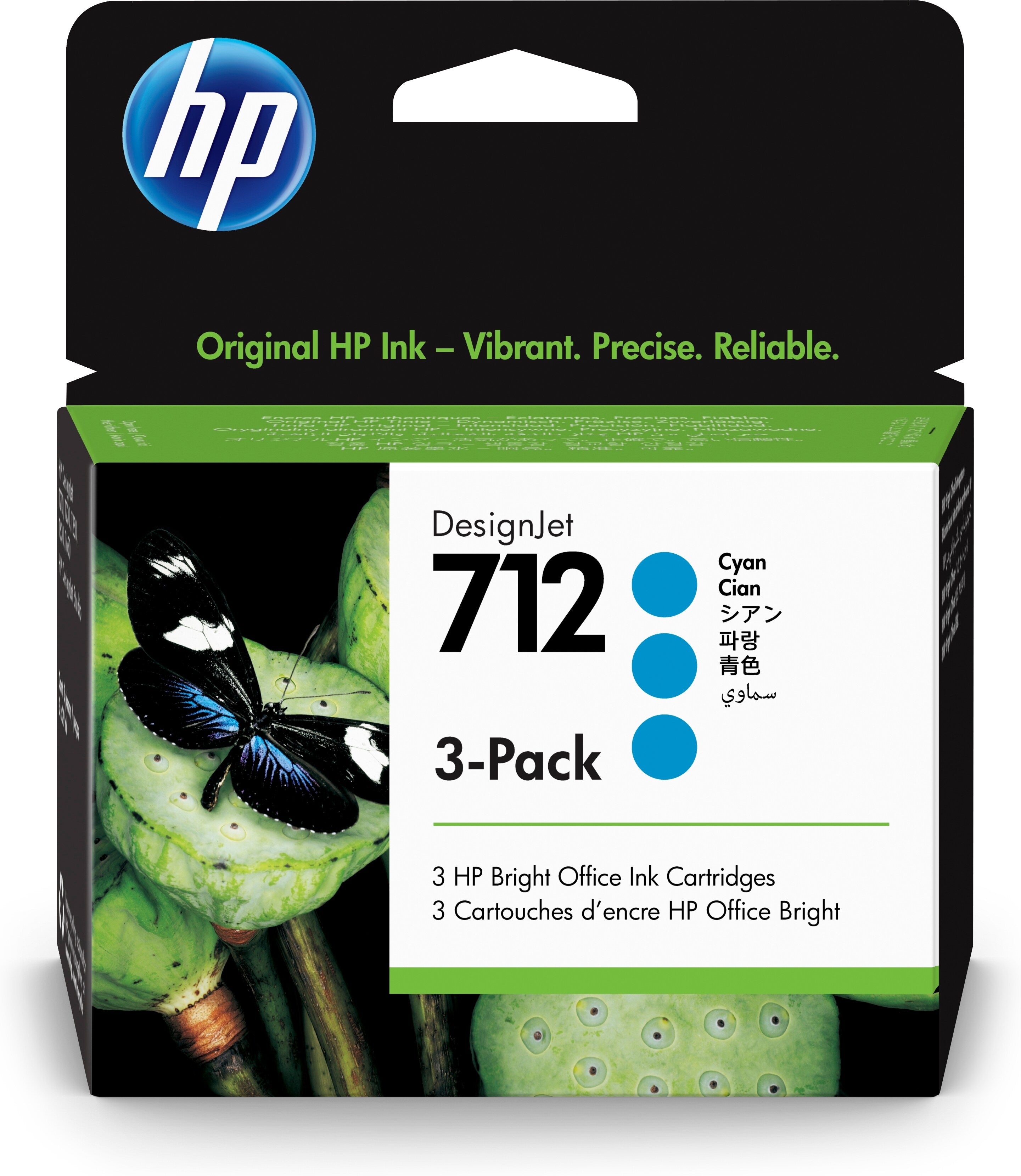 HP Cart. d'encre 712 cyan 3ED77A DesignJet T230/250/630 3x29ml