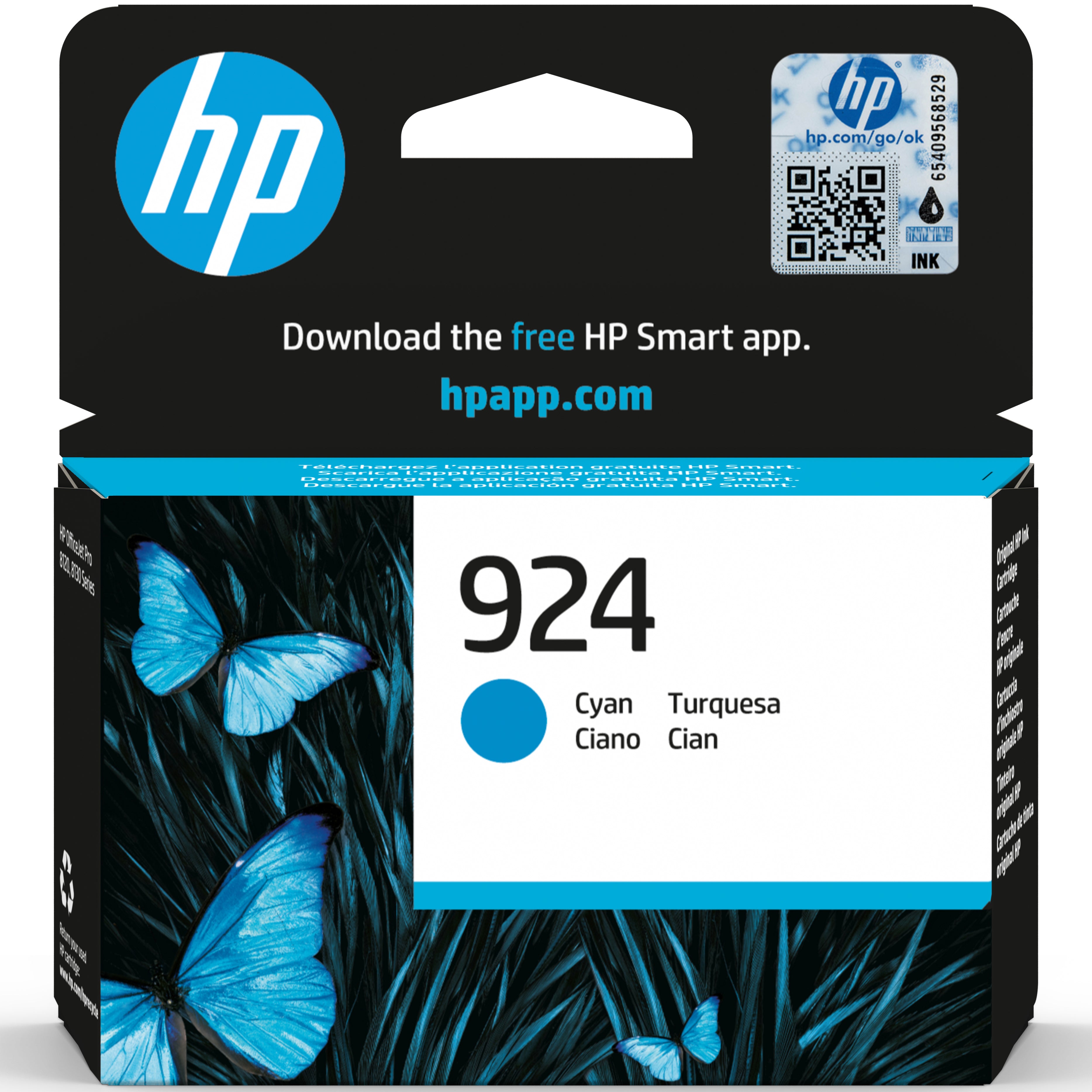 HP Cart. d'encre 924 cyan 4K0U3NE OfficeJet Pro 8120/8130 400 p.