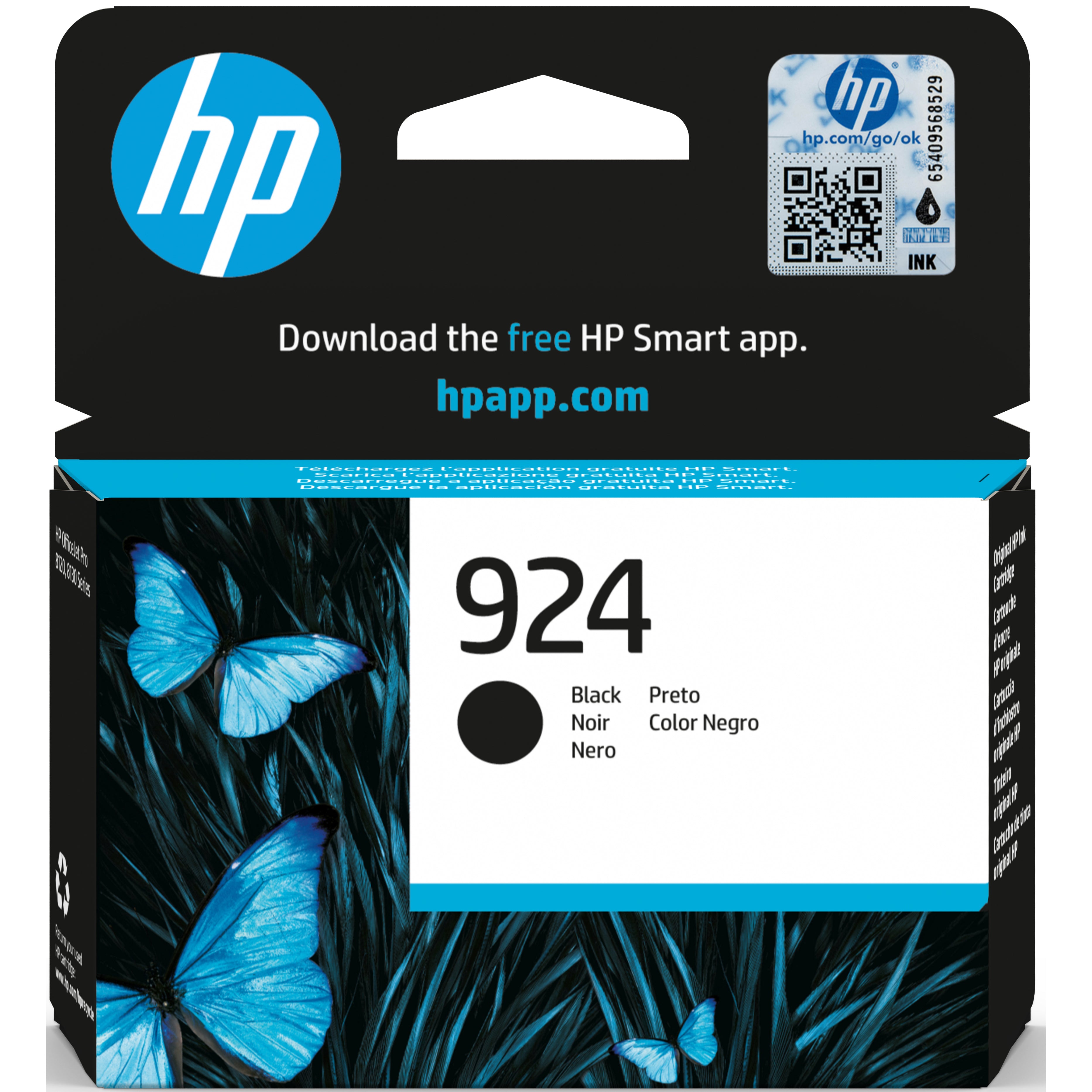 HP Cart. d'encre 924 noir 4K0U6NE OfficeJet Pro 8120/8130 500 p.