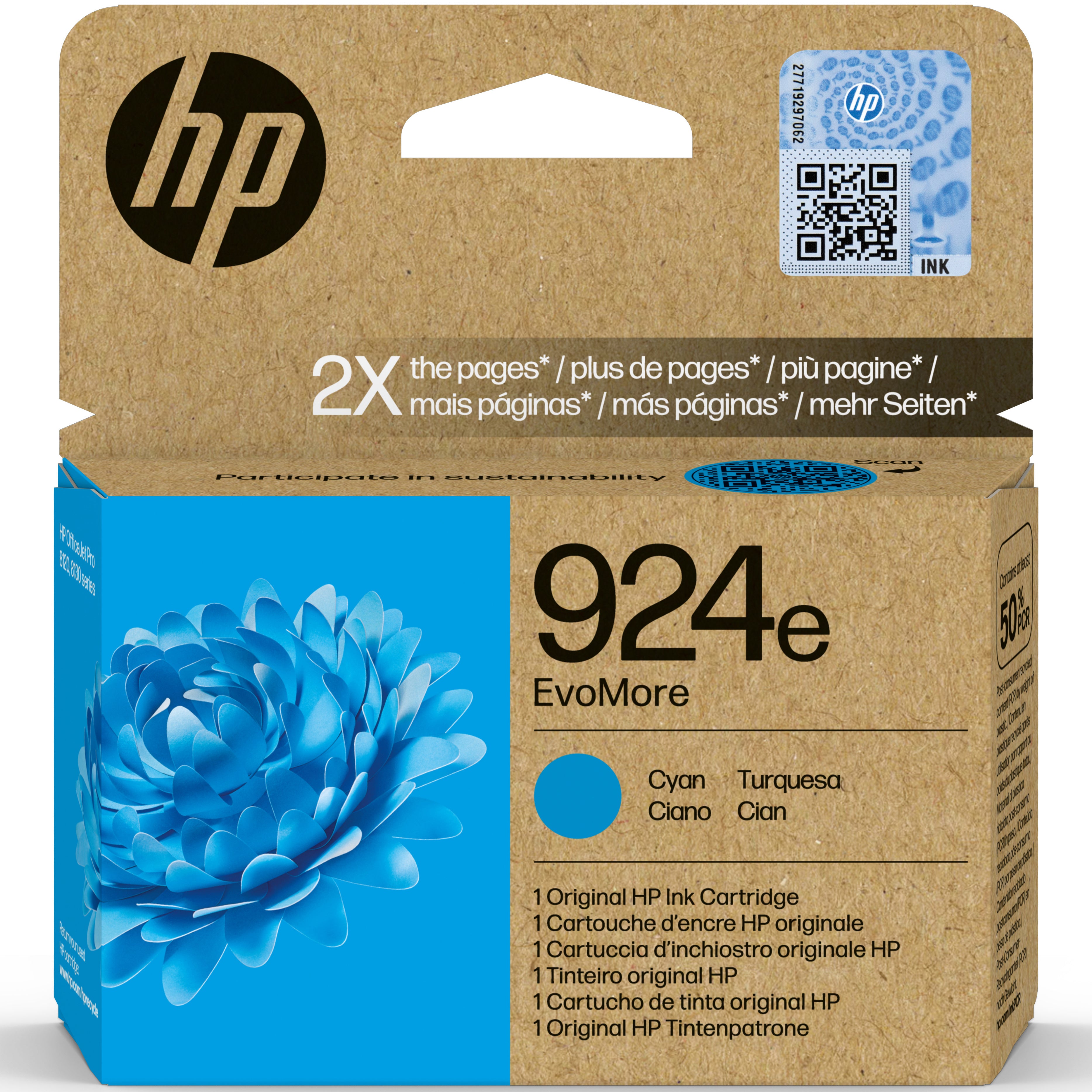 HP Cart. d'encre 924e cyan 4K0U7NE OfficeJet Pro 8120/8130 800 p.