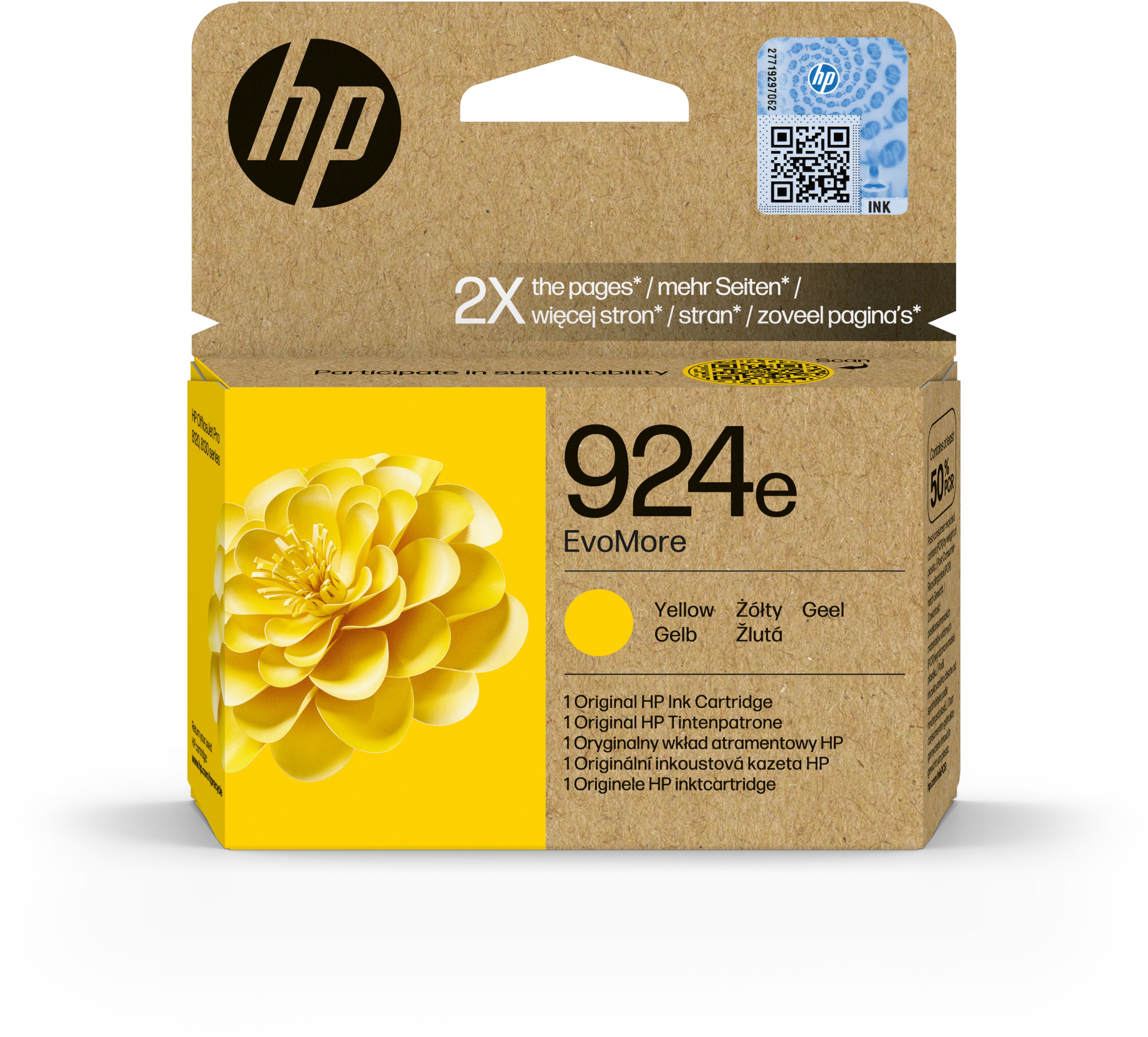 HP Cart. d'encre 924e yellow 4K0U9NE OfficeJet Pro 8120/8130 800 p.