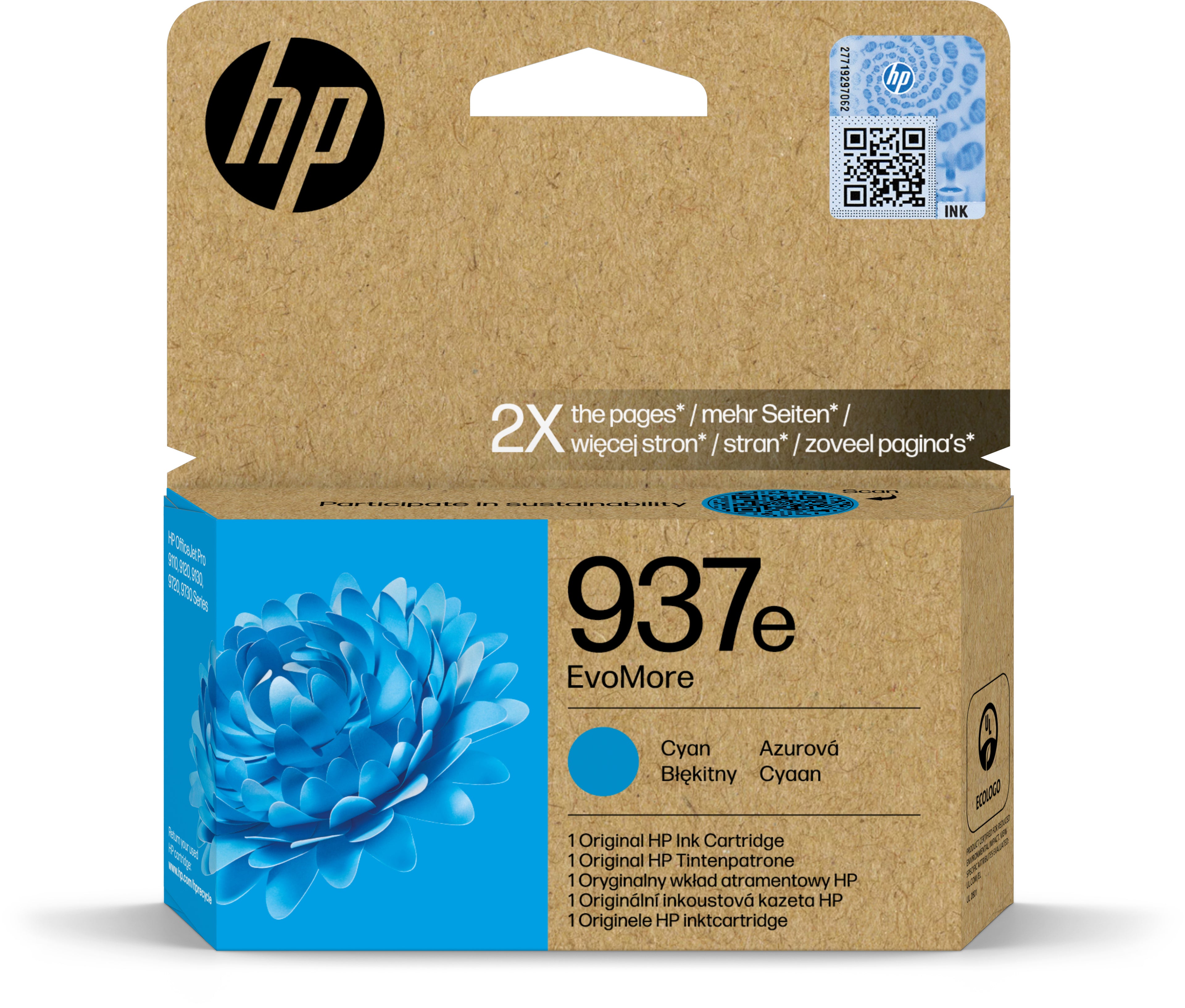 HP Cart. d'encre 937e cyan 4S6W6NE OfficeJet 9110b/9120 1650 p.