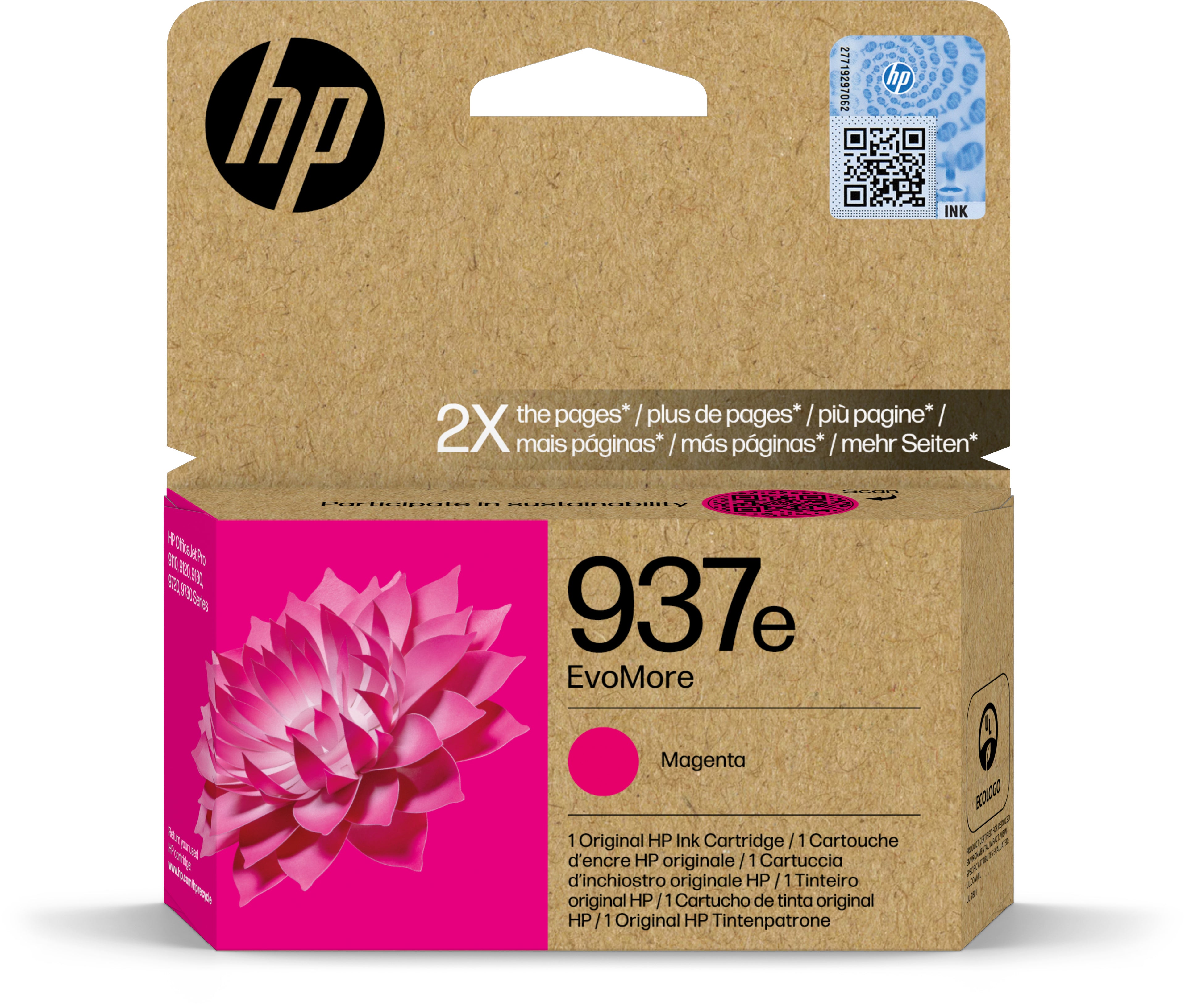 HP Cart. d'encre 937e magenta 4S6W7NE OfficeJet 9110b/9120 1650 p.