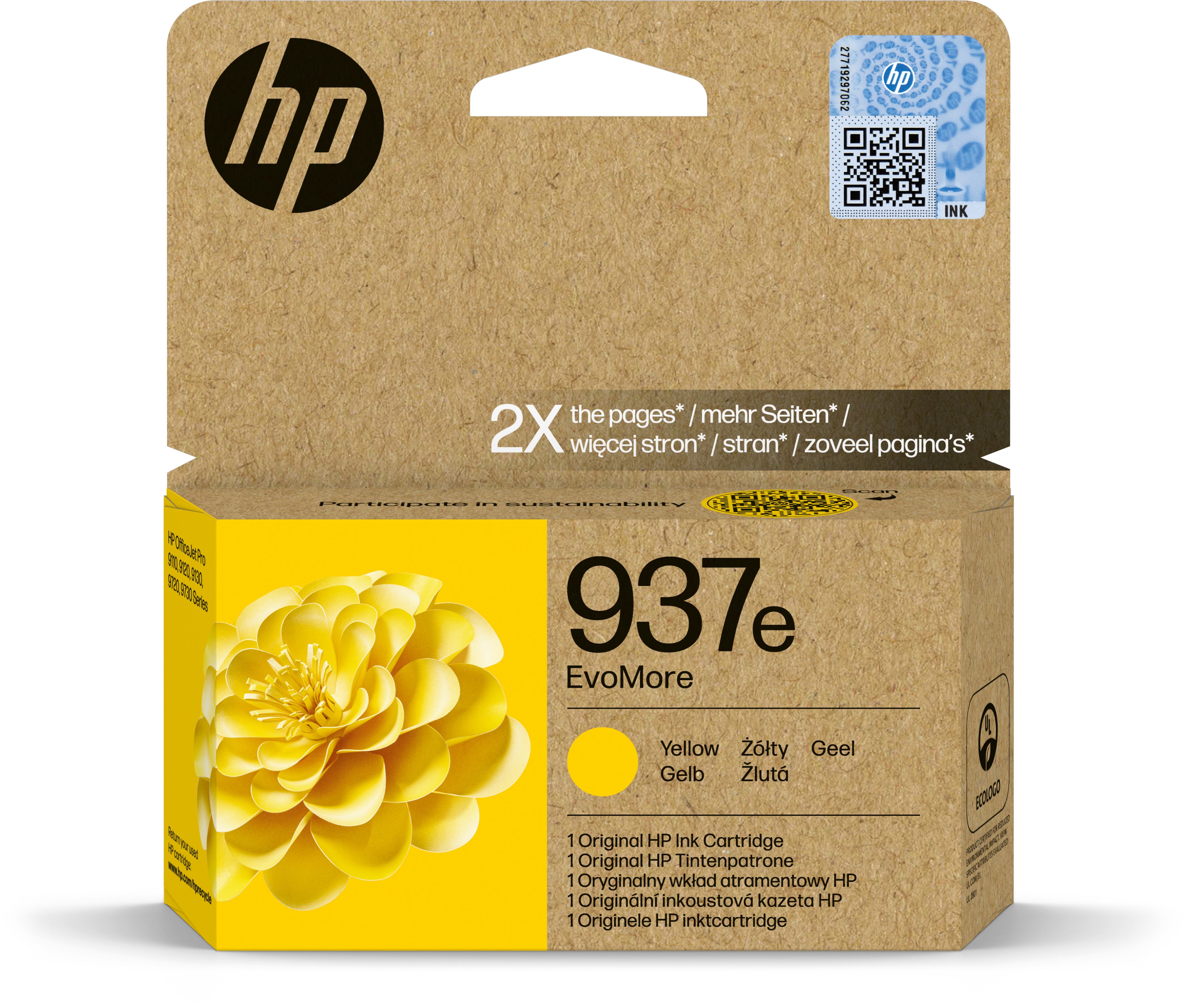 HP Cart. d'encre 937e yellow 4S6W8NE OfficeJet 9110b/9120 1650 p.