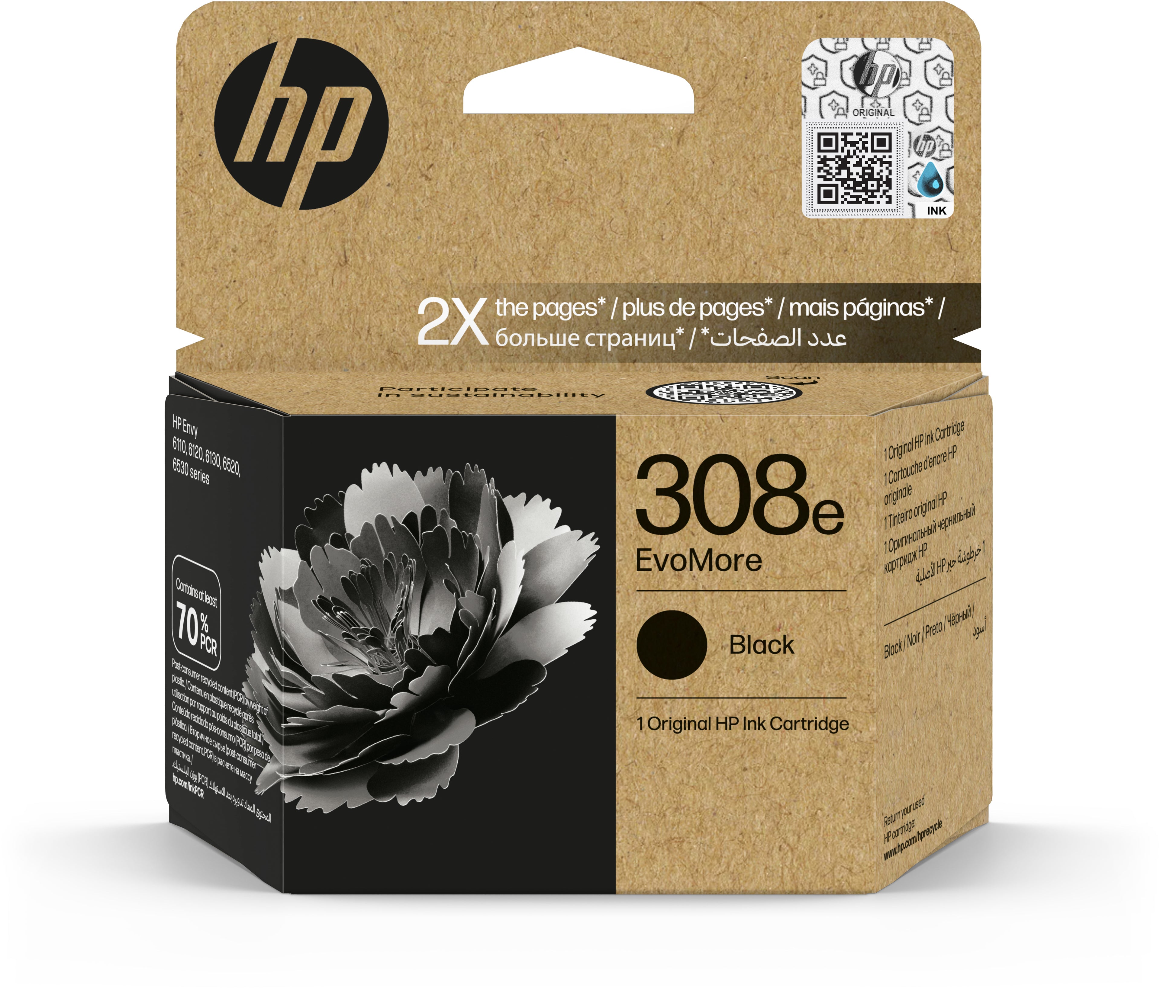 HP Cartouche d'encre 308e noir 7FP22UE Envy 6122e/6520e 320 pages