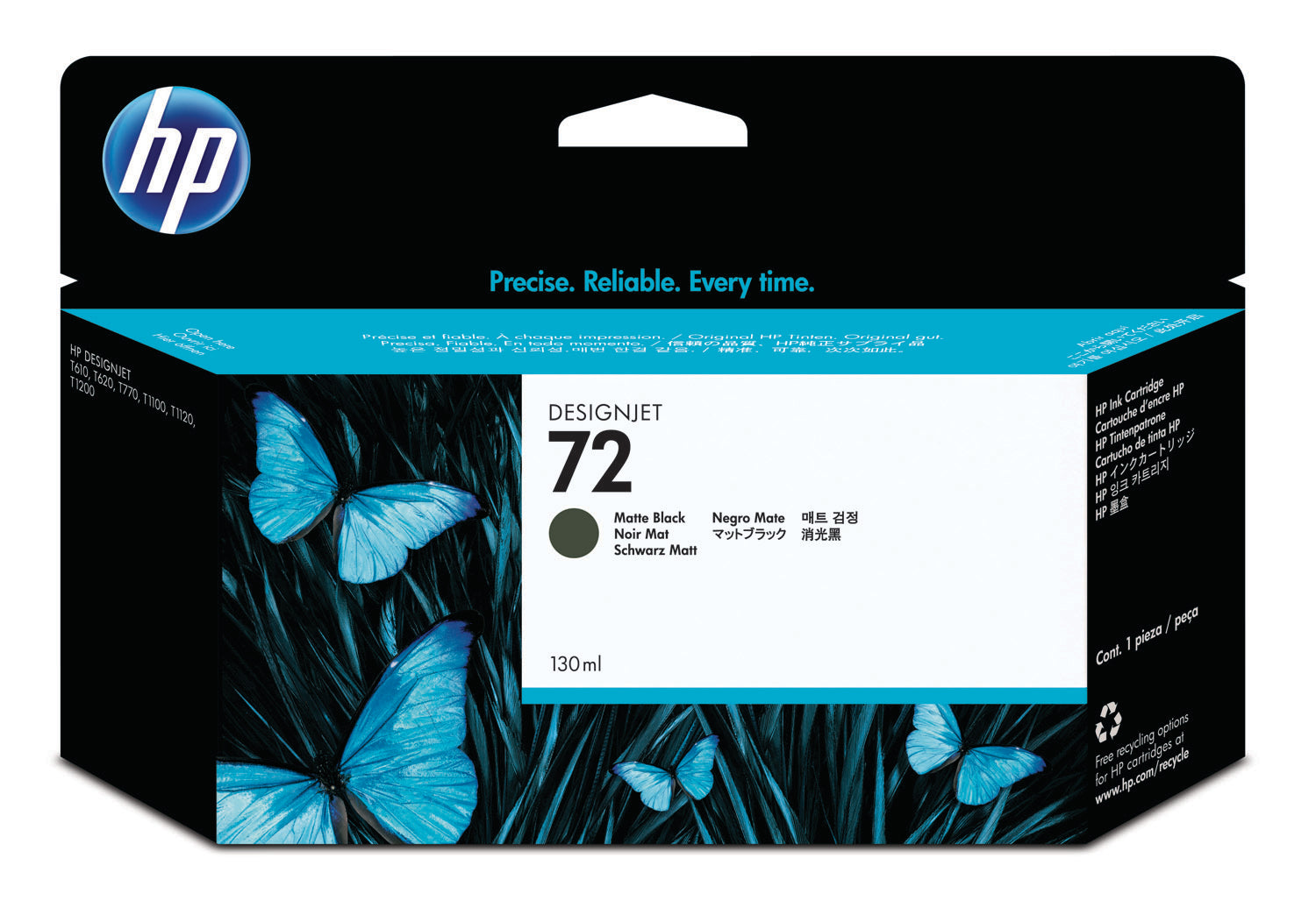 HP Cart. d'encre 72 mat noir C9403A DesignJet T1100 130ml