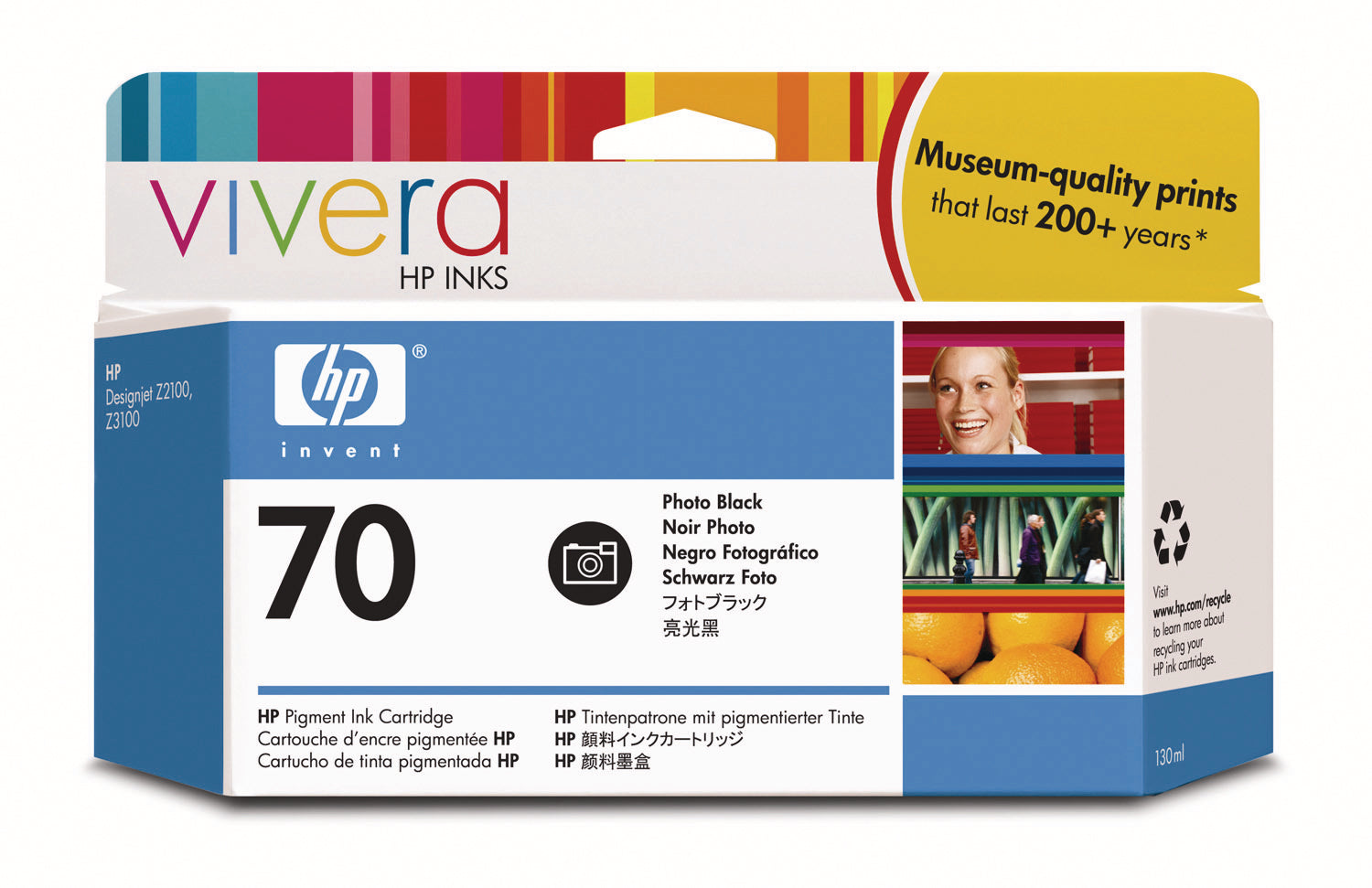 HP Cart. d'encre 70 photo noir C9449A DesignJet Z2100/3100 130ml