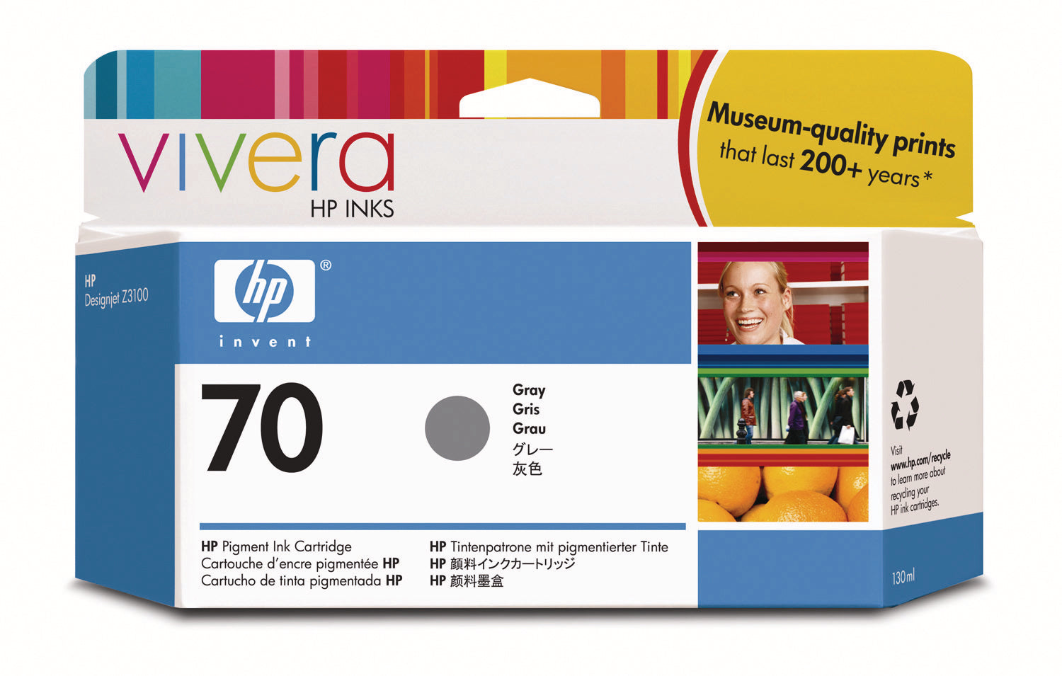 HP Cart. d'encre 70 grey C9450A DesignJet Z3100/3200 130ml