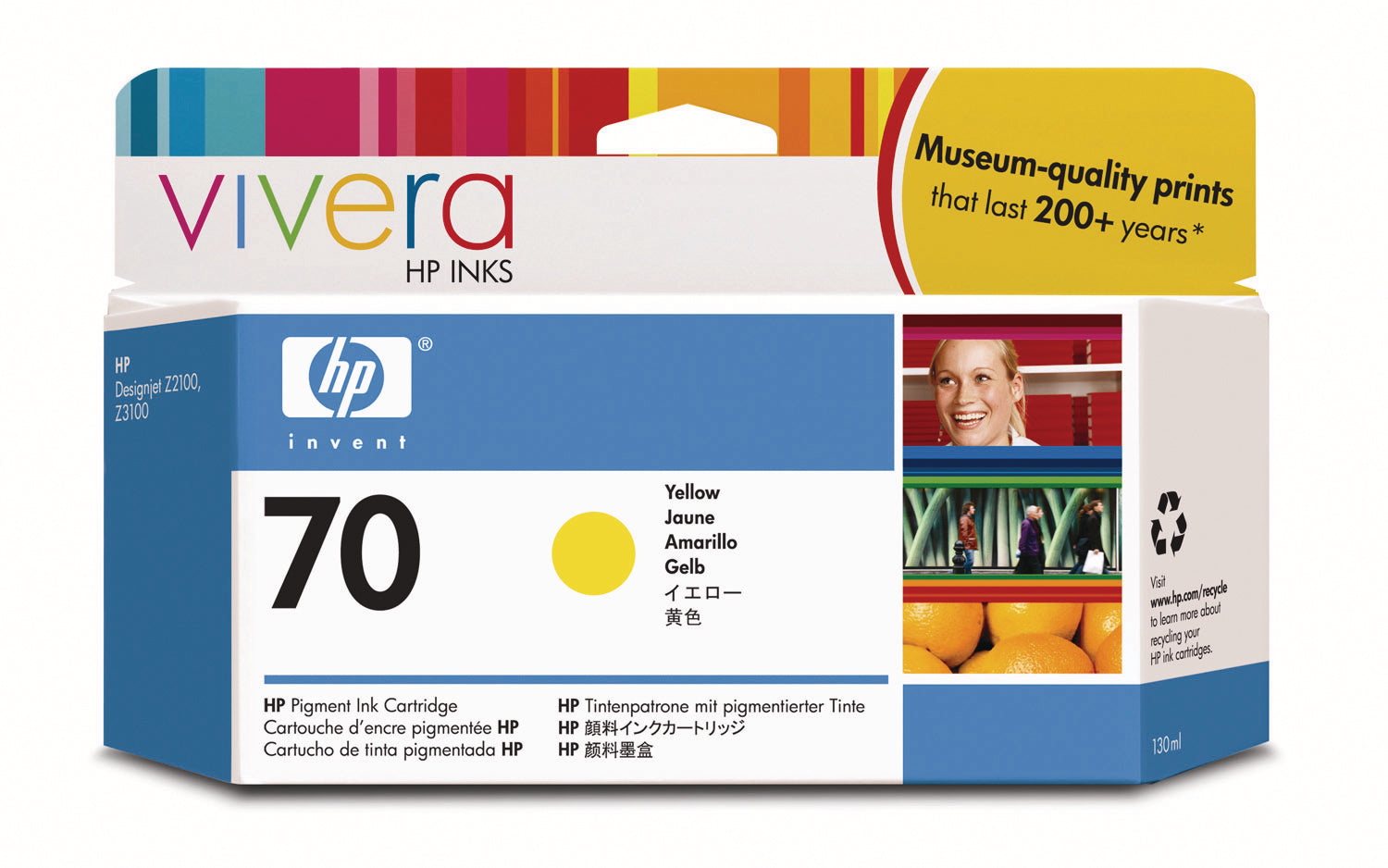 HP Cart. d'encre 70 yellow C9454A DesignJet Z2100/3100 130ml