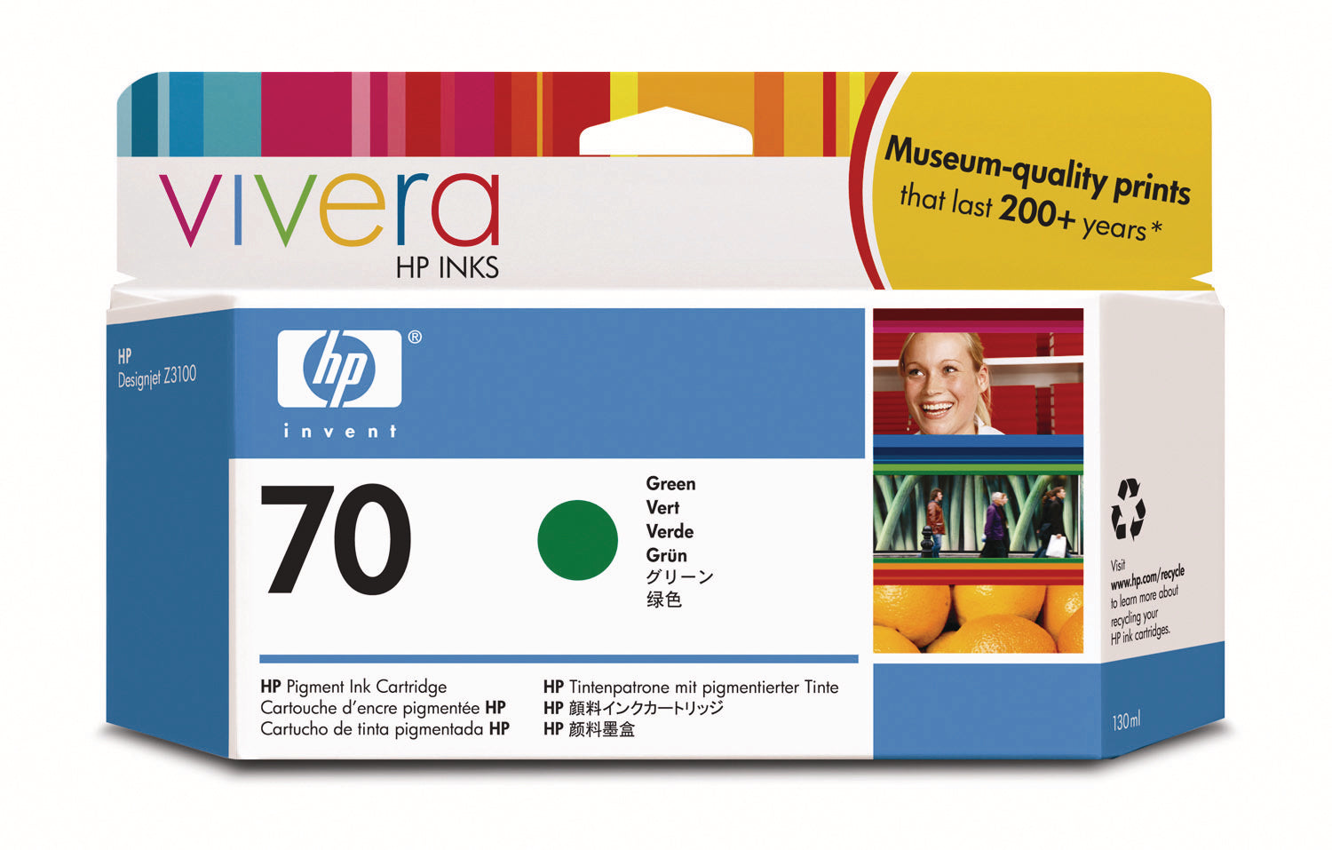 HP Cart. d'encre 70 green C9457A DesignJet Z3100/3200 130ml