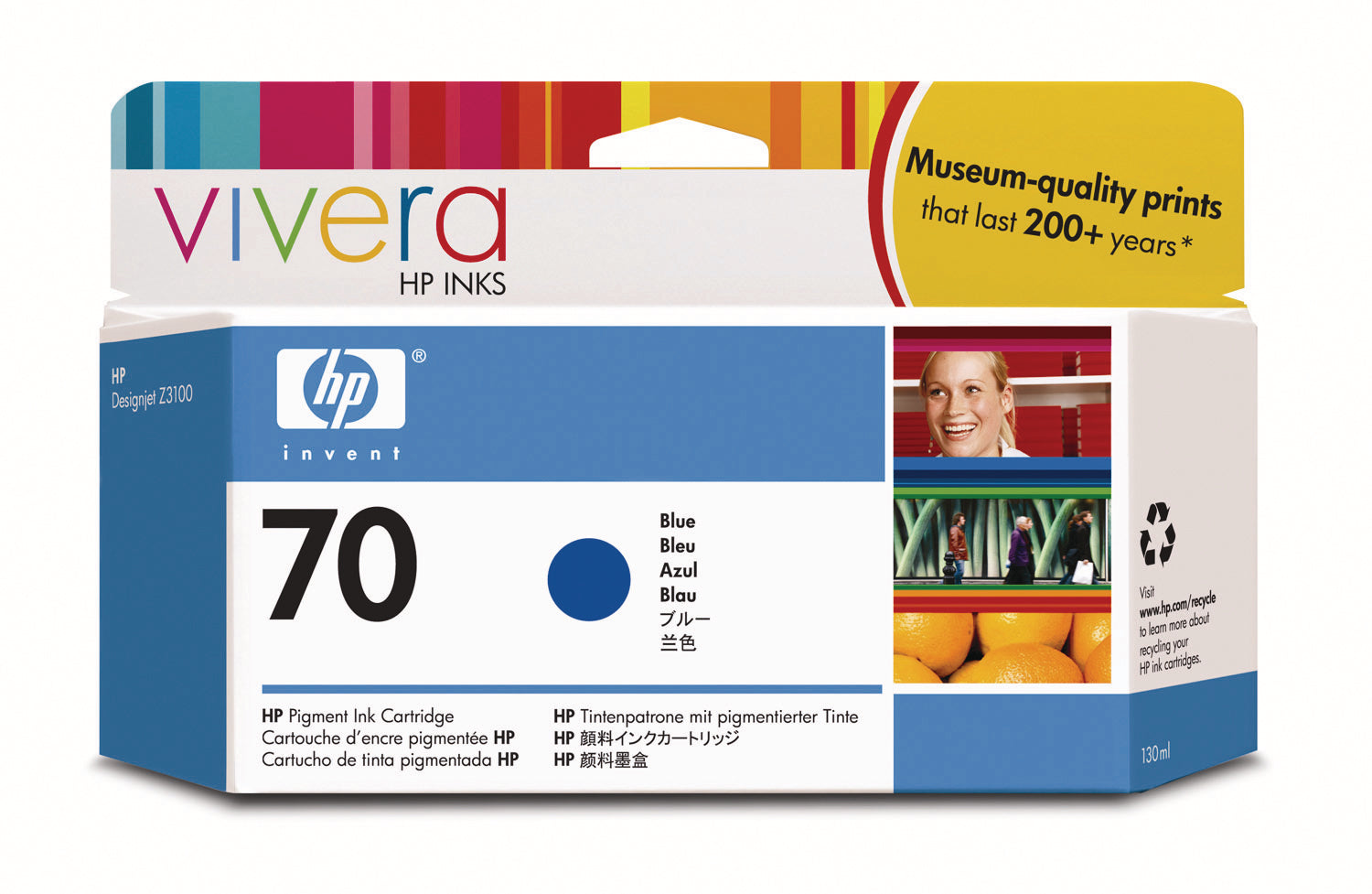 HP Cart. d'encre 70 blue C9458A DesignJet Z3100/3200 130ml