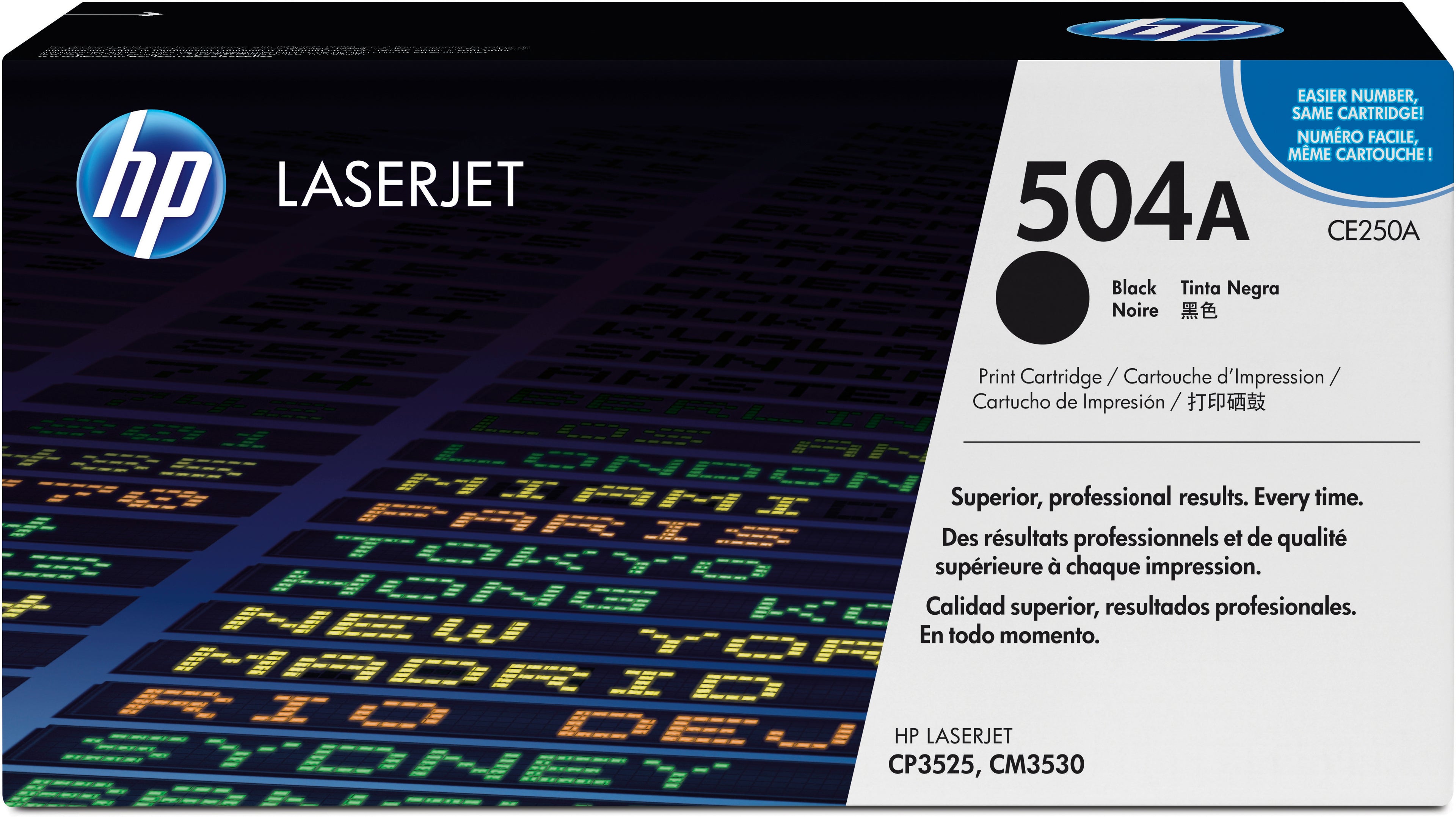 HP Cartouche toner 504A noir CE250A Color LaserJet CP3525 5000 p.
