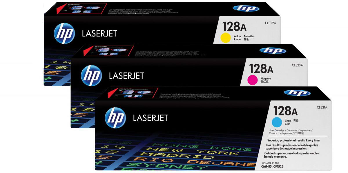 HP Toner Tri-Pack 128A CMY CF371AM Color LJ Pro CM1415 1300 p.
