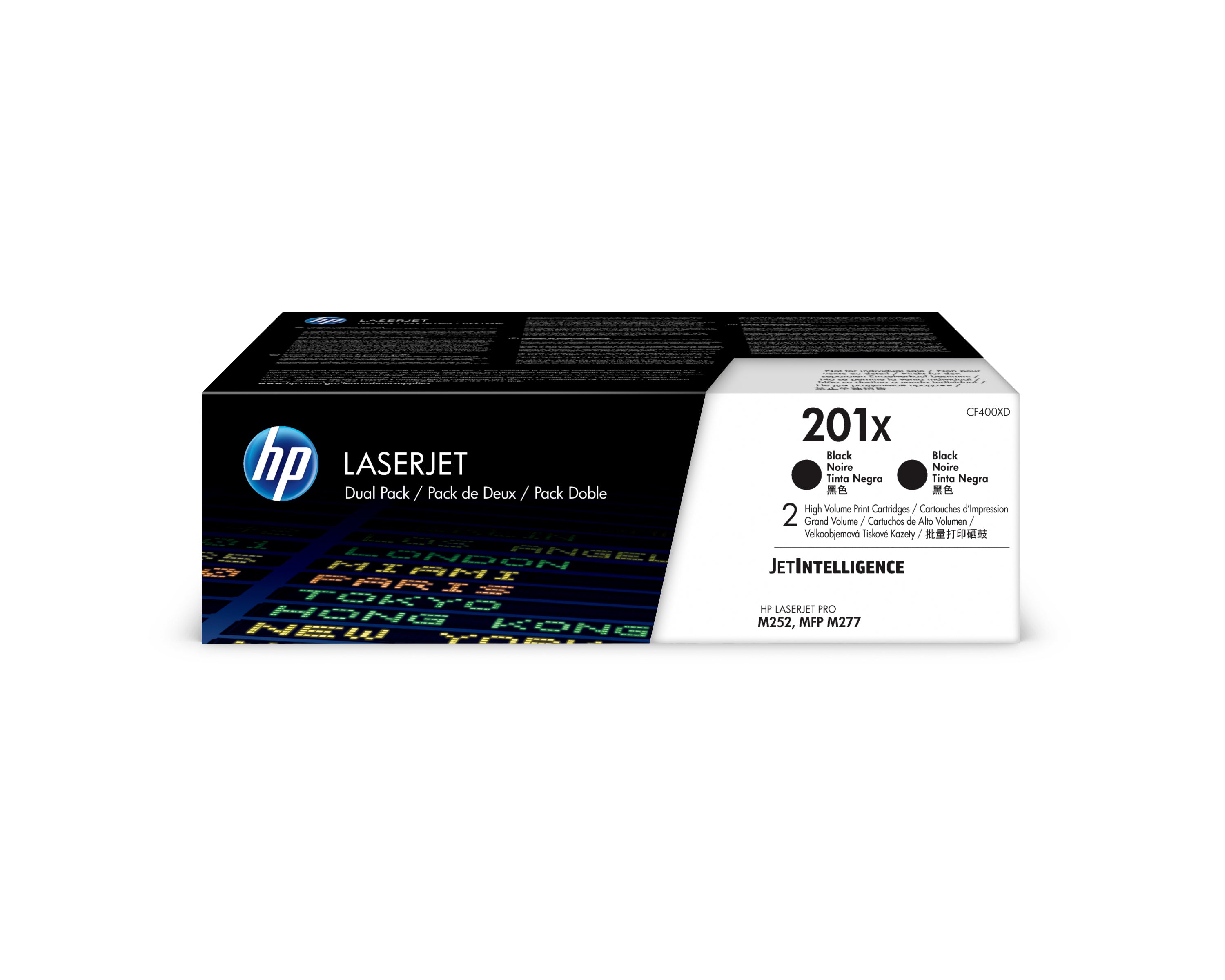 HP Cartouche toner 201X noir CF400XD CLJ Pro M252/MFP277 2 pcs.