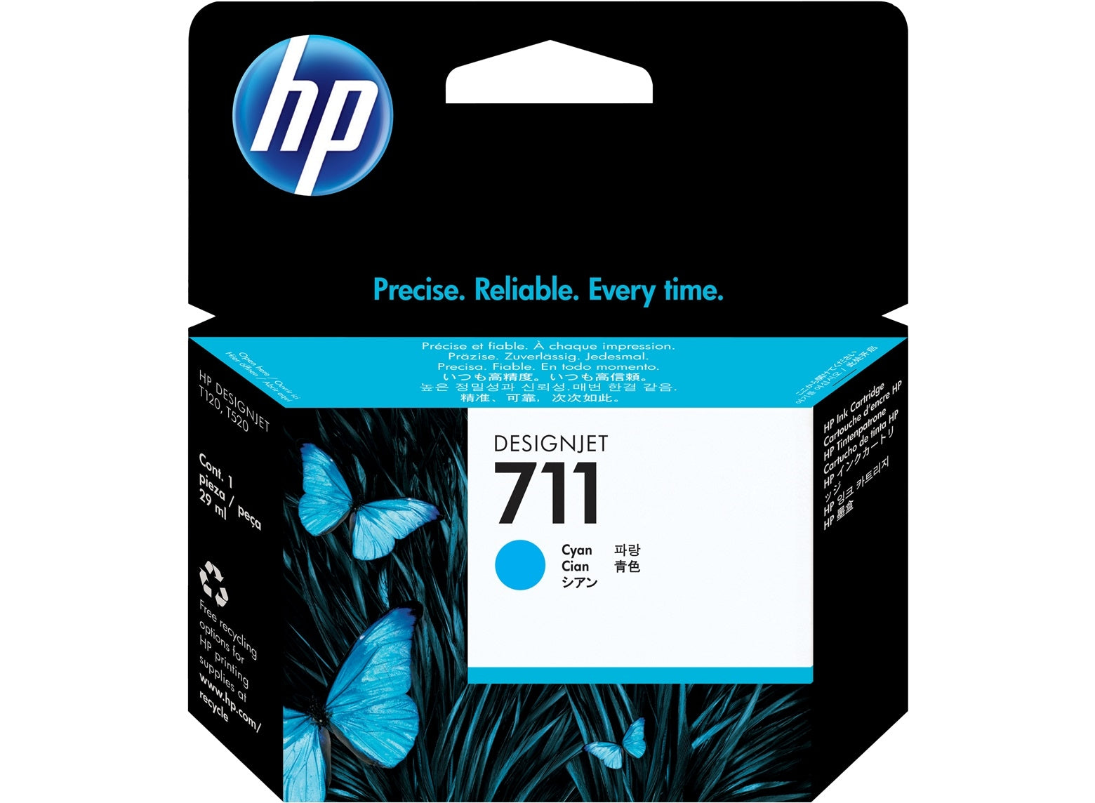 HP Cart. d'encre 711 cyan CZ130A DesignJet T120/520 29ml