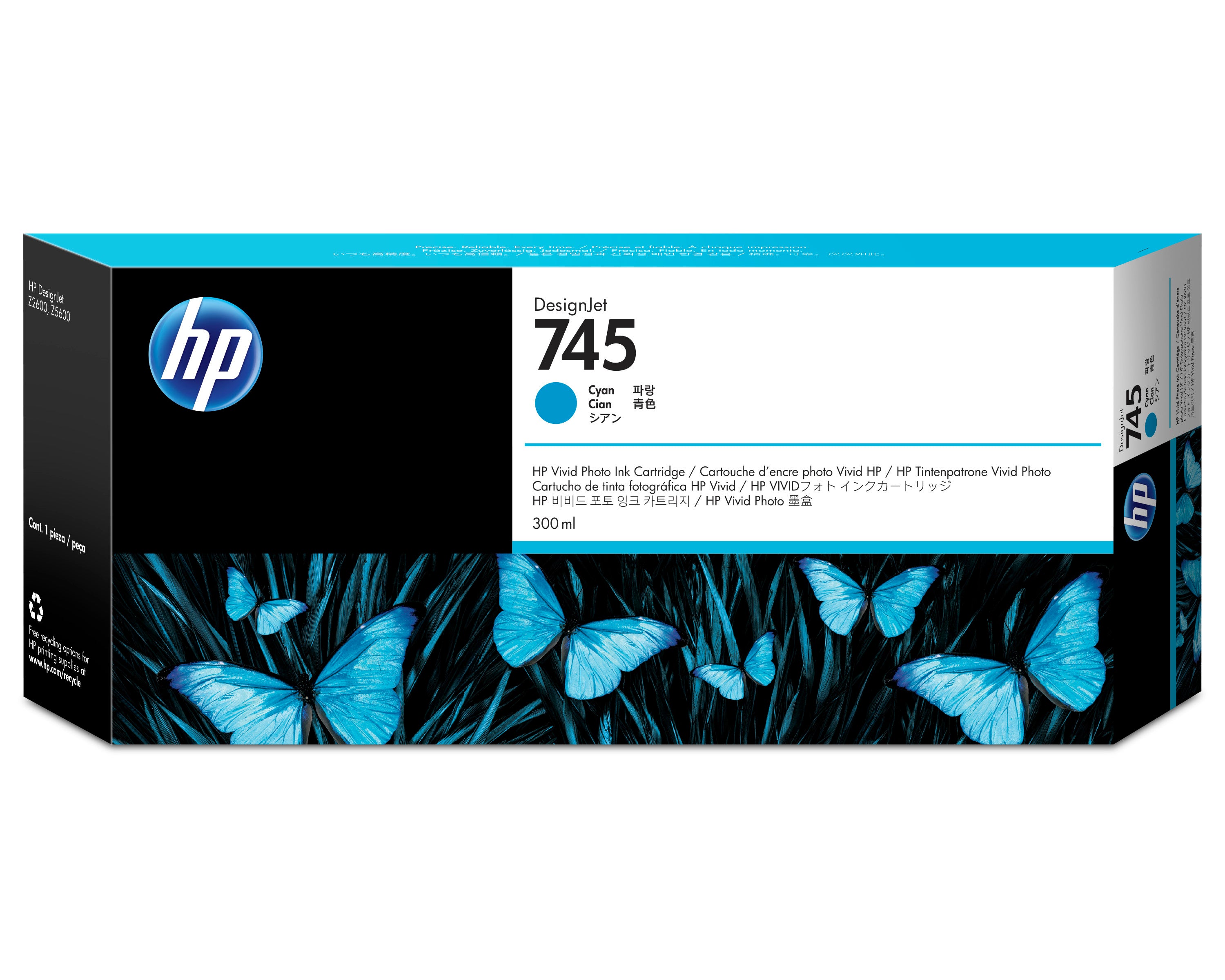 HP Cart. d'encre 745 cyan F9K03A DesignJet Z5600 300ml