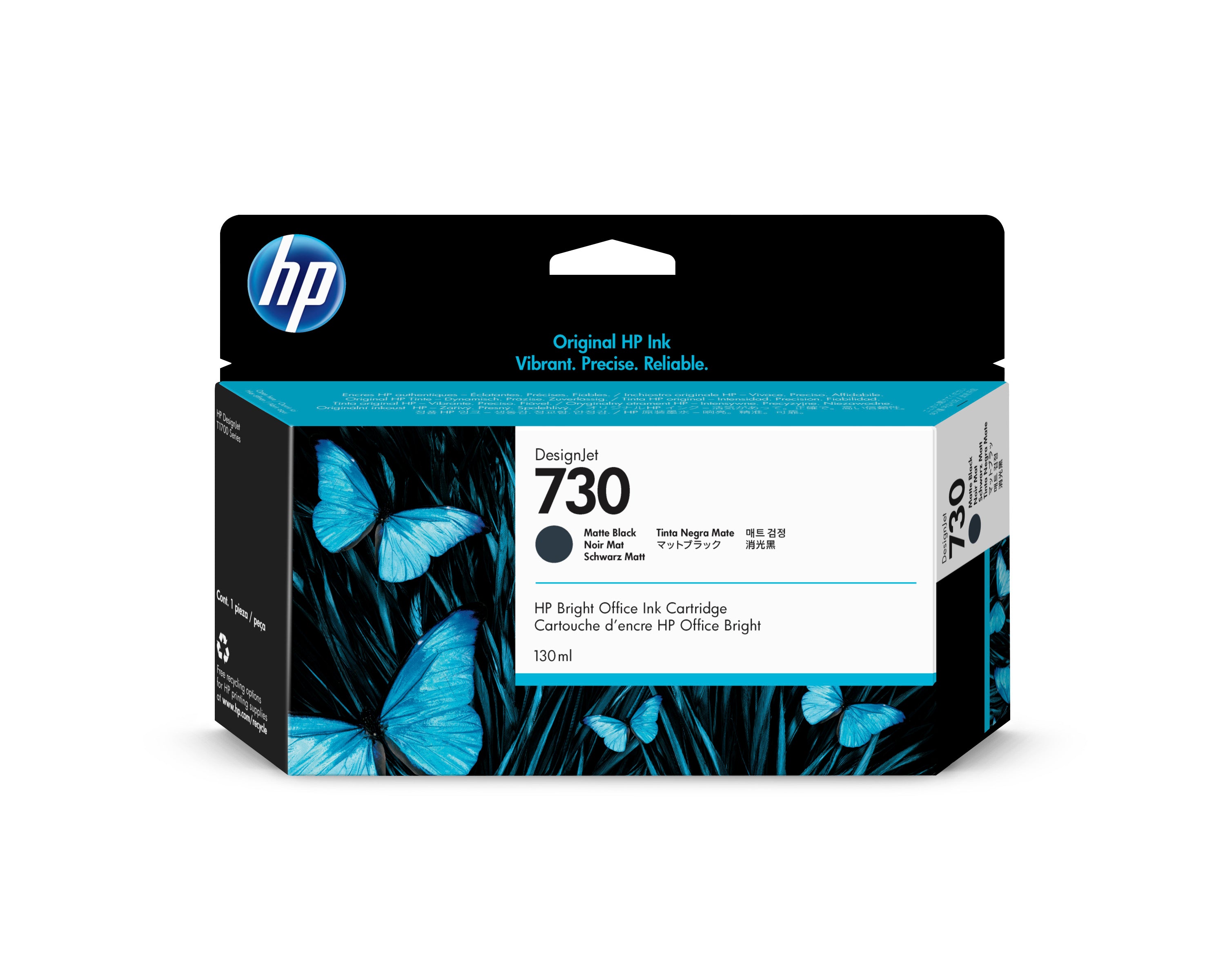HP Cart. d'encre 730 matte black P2V65A DesignJet T1700 130ml