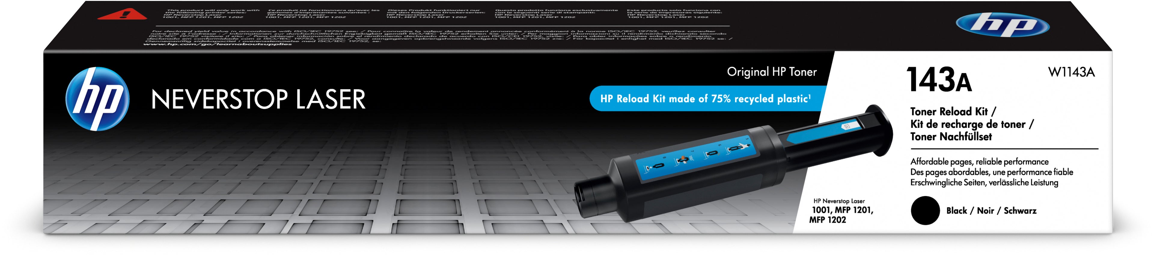 HP Kit recharge Toner 143A noir W1143A 1001n/1201n/1202nw 2500 p.