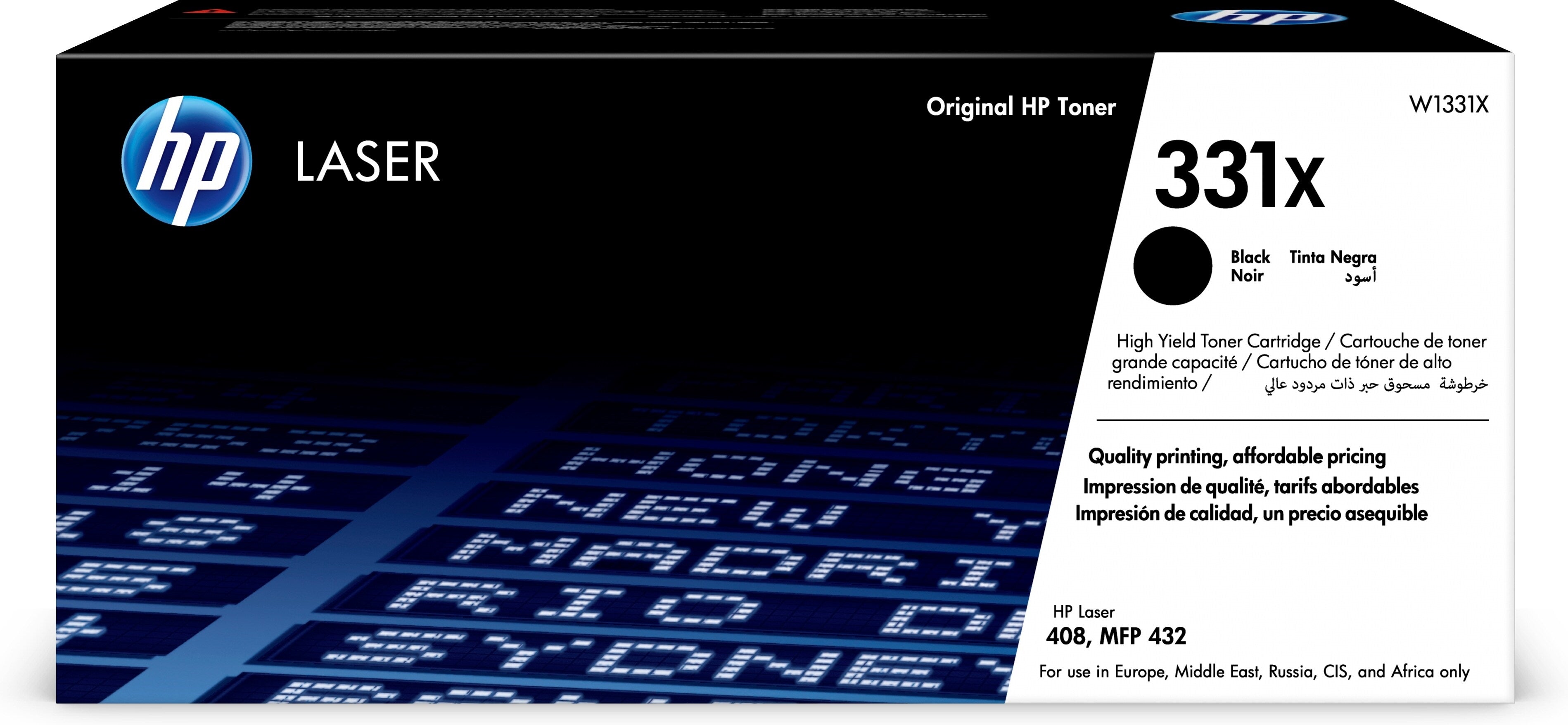 HP Cartouche toner 331X noir W1331X Laser 408dn/432fdn 15'000 p.