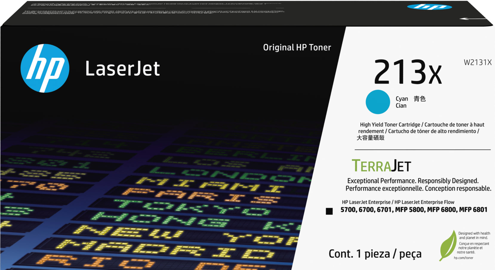 HP Cartouche toner 213X cyan W2131X CLJ Ent. 5700/MFP5800 6000 p.