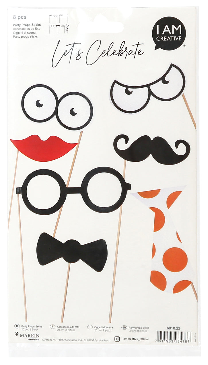 I AM CREATIVE Party props stick, 20cm 6010.22 8 pcs.