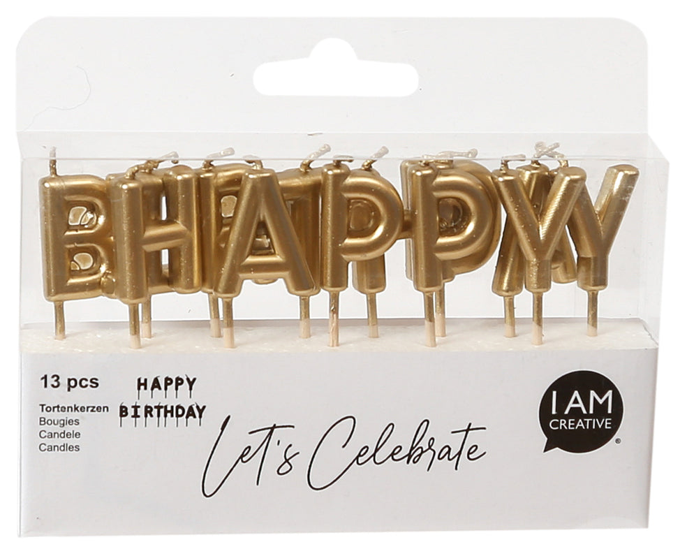 I AM CREATIVE Bougies, Bon anniversaire 6010.906 or