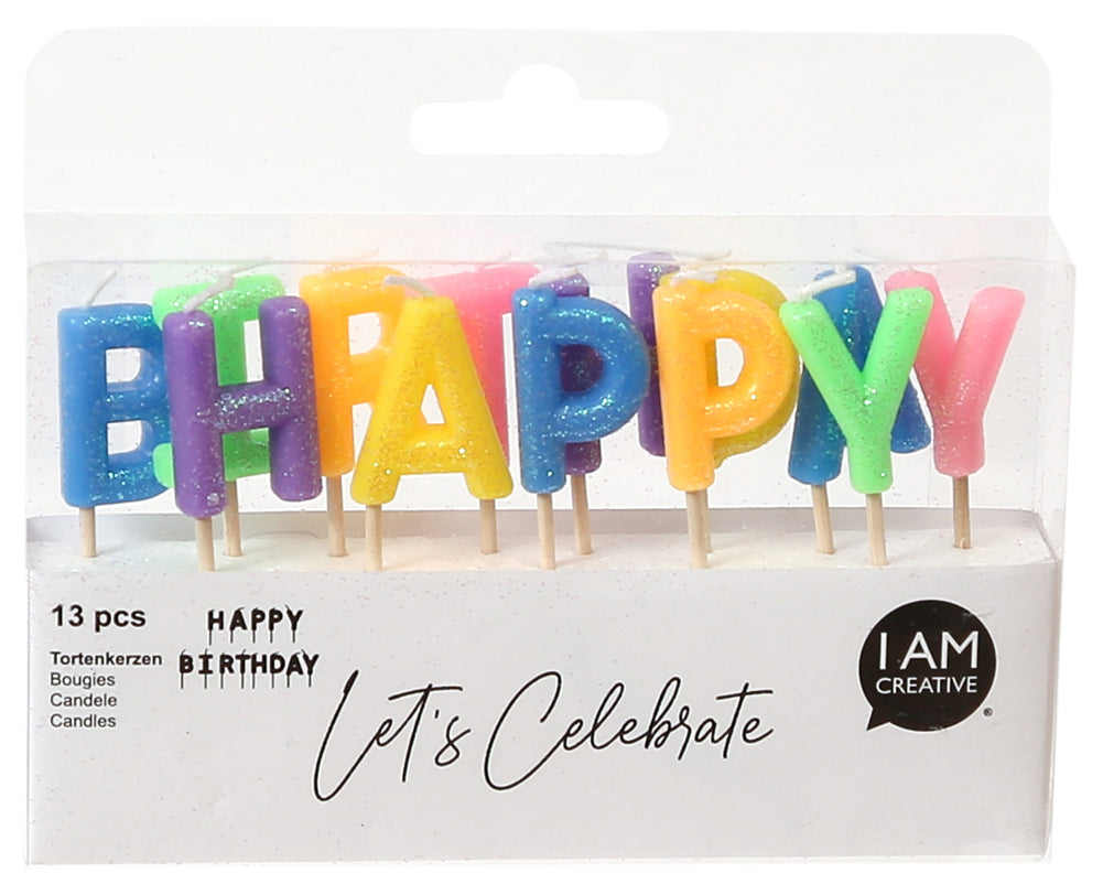 I AM CREATIVE Bougies, HBD 6010.909 coloré, pailettes