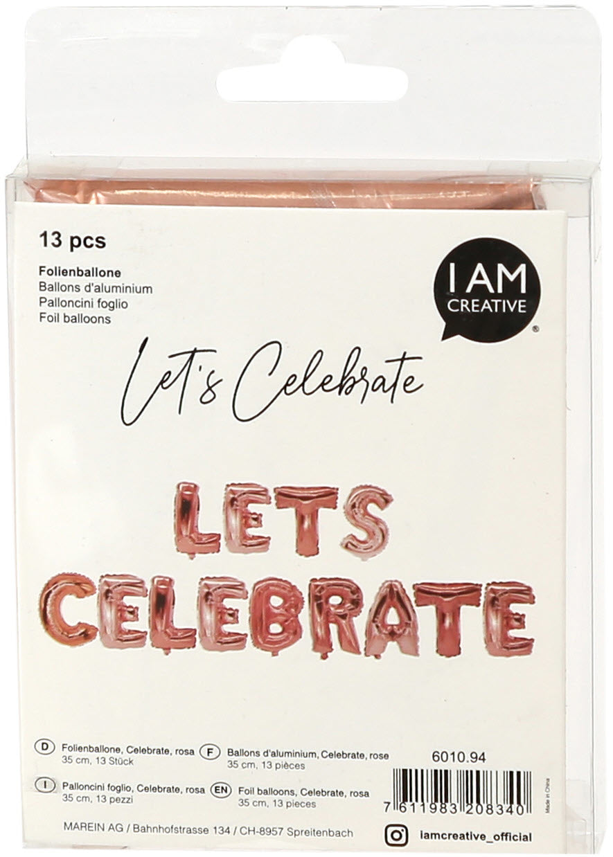 I AM CREATIVE Ballon alu. Celebrate,35cm 6010.94 rose