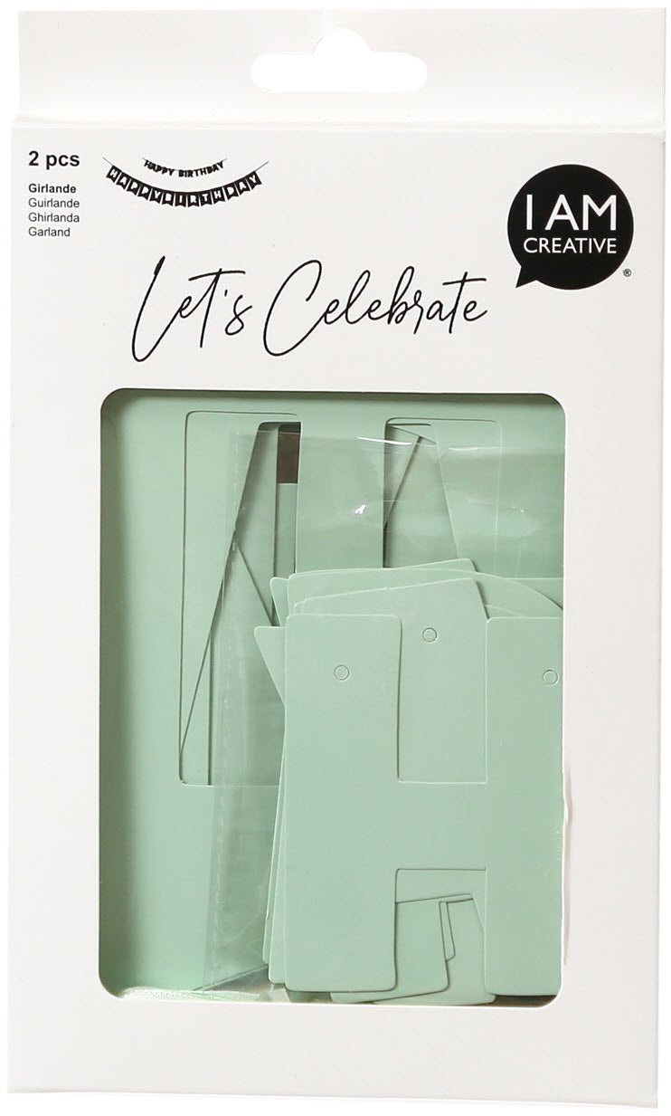 I AM CREATIVE Guirlande Fanion,HBD, ,2m 6010.963 2 pcs. Menthe