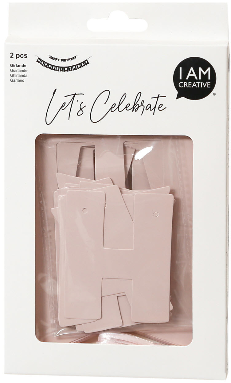 I AM CREATIVE Guirlande Fanion,HBD, 2m 6010.964 2 pcs. Rose