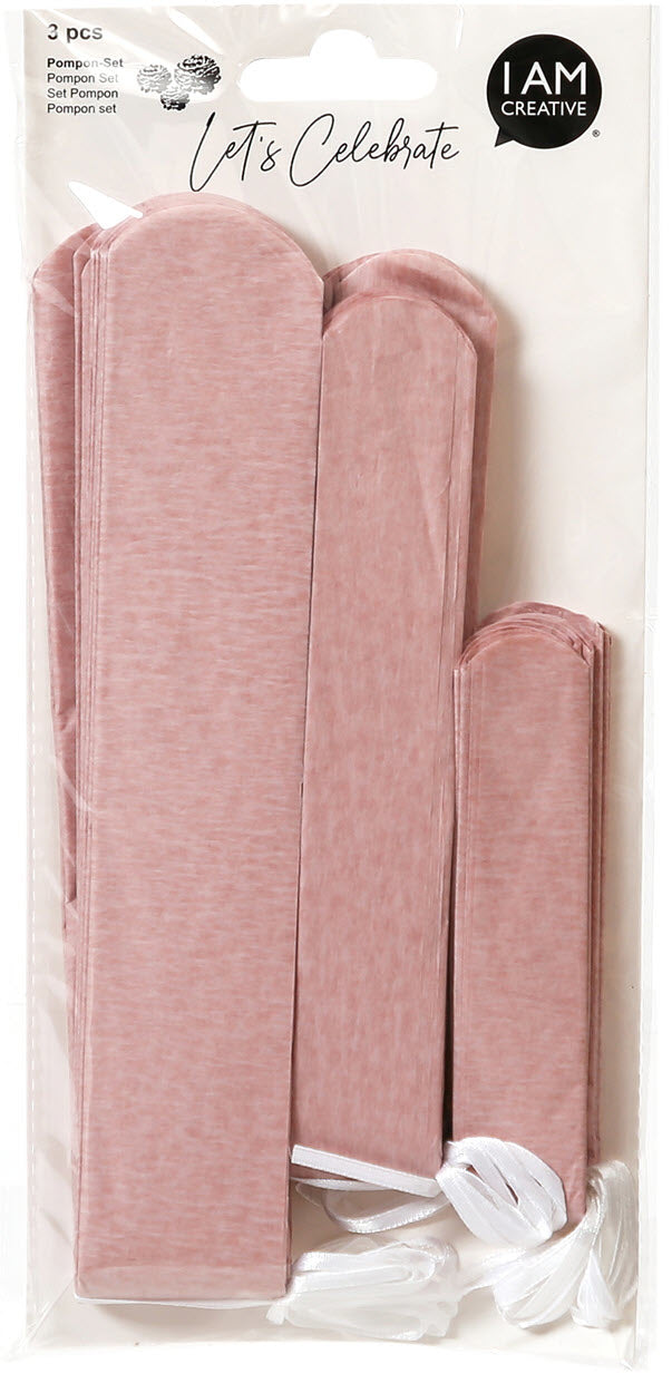 I AM CREATIVE Ponpons Set, 20/30/40cm 6010.966 3 pcs. Rose