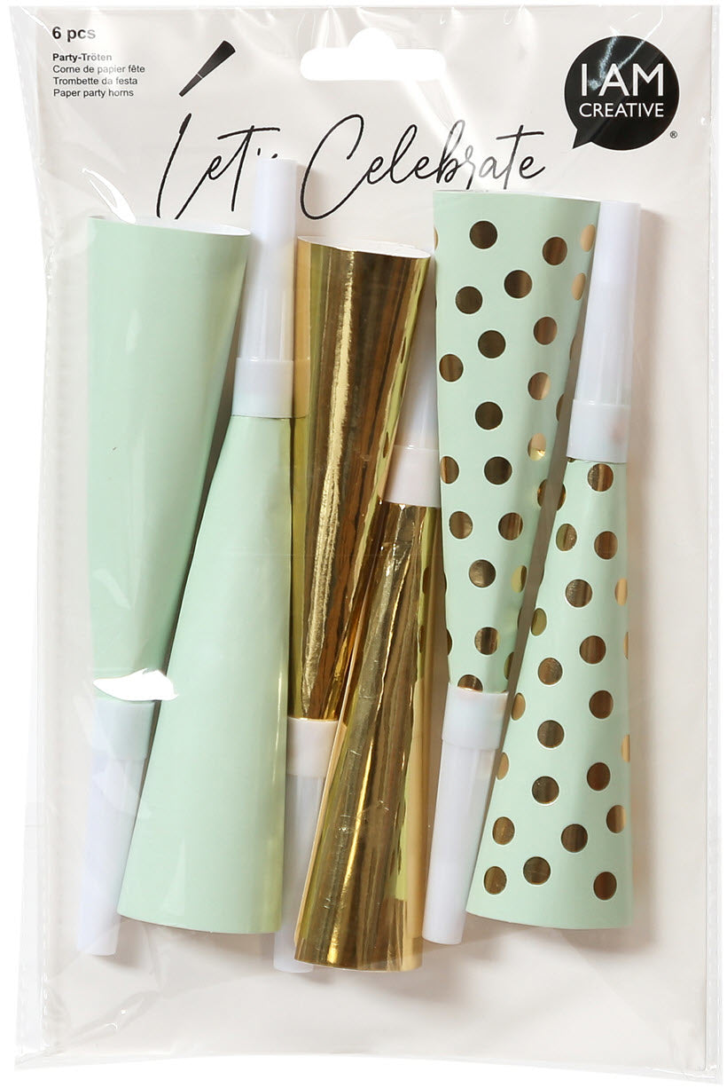 I AM CREATIVE Papier Corne 6010.975 6 pcs. Menthe, or