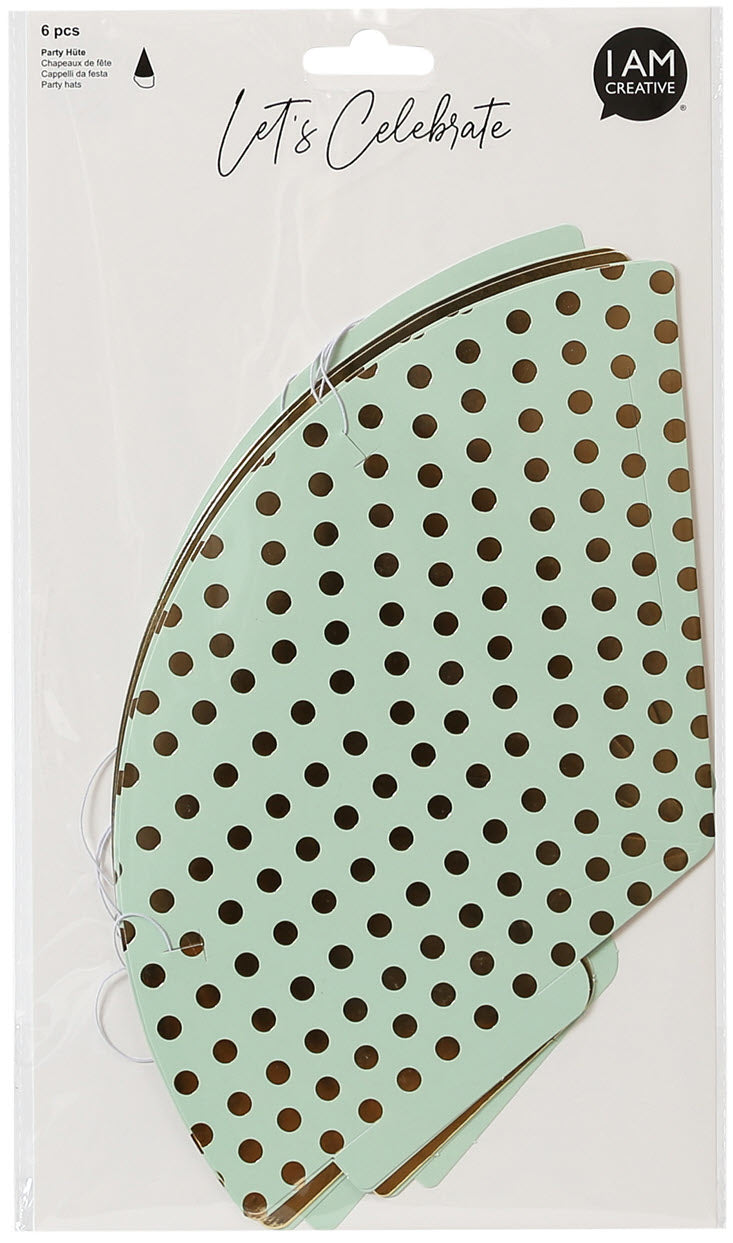 I AM CREATIVE Chapeau Fête,menthe,or, 16cm 6010.981 6 pcs.