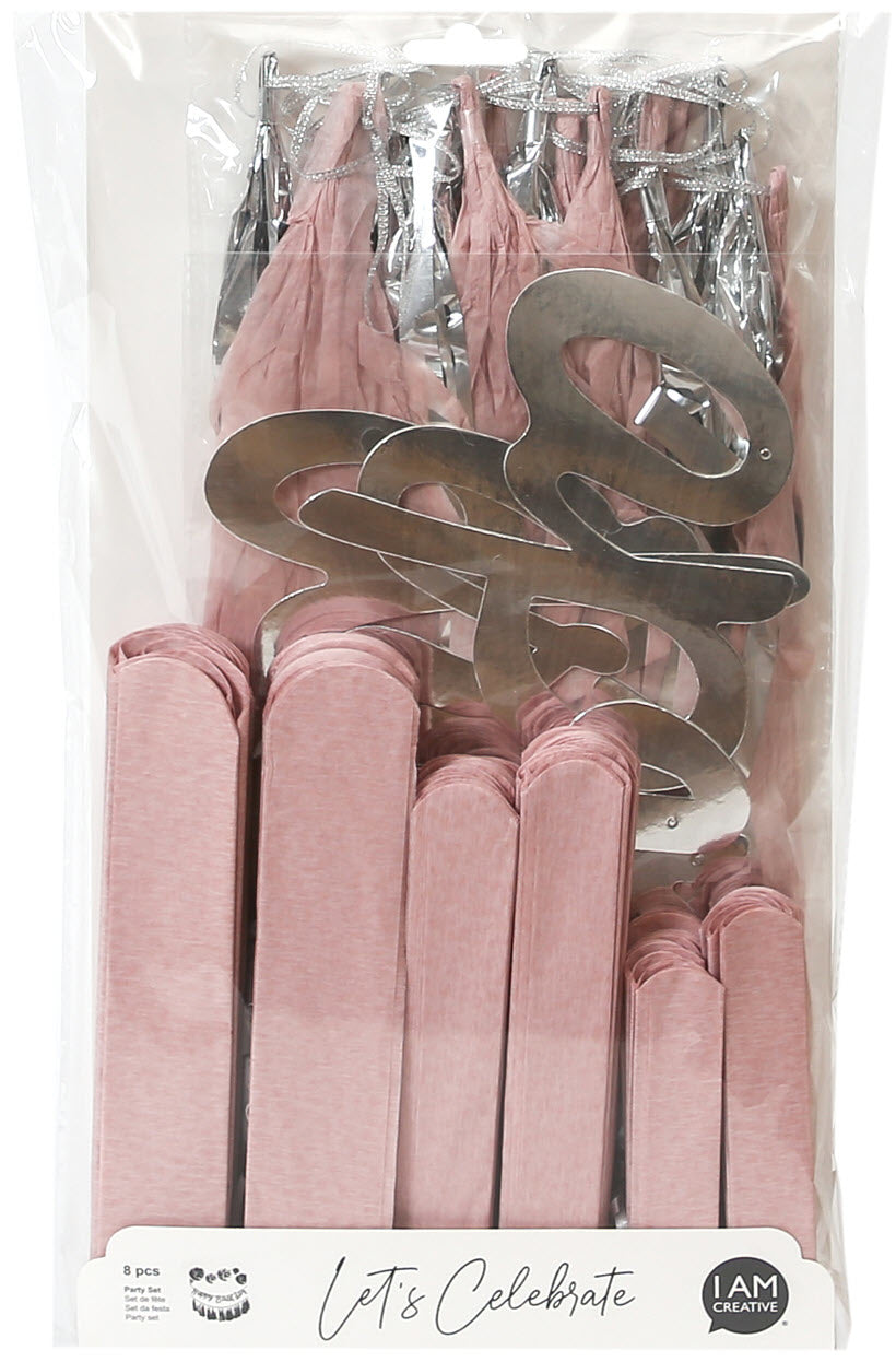 I AM CREATIVE Set de Fête, rose, argent 6010.982 8 pcs.