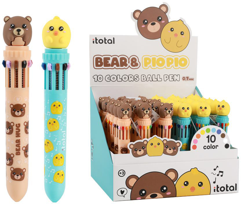 I-TOTAL Stylo multicol Ours & Poussin XL2370H 10 couleurs
