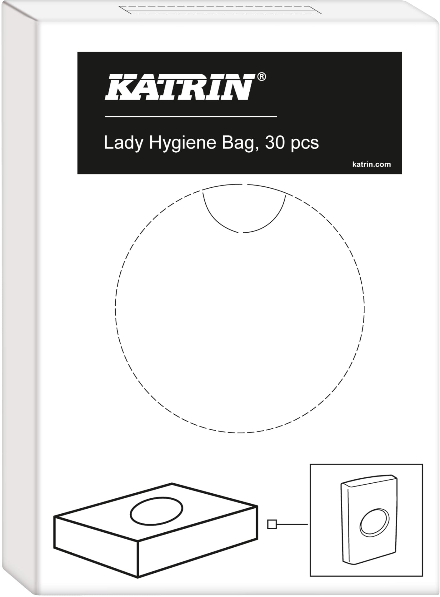 KATRIN Sac hygiénique 9.5x3.2x13.5cm 547613 blanc, PE 30 pièces