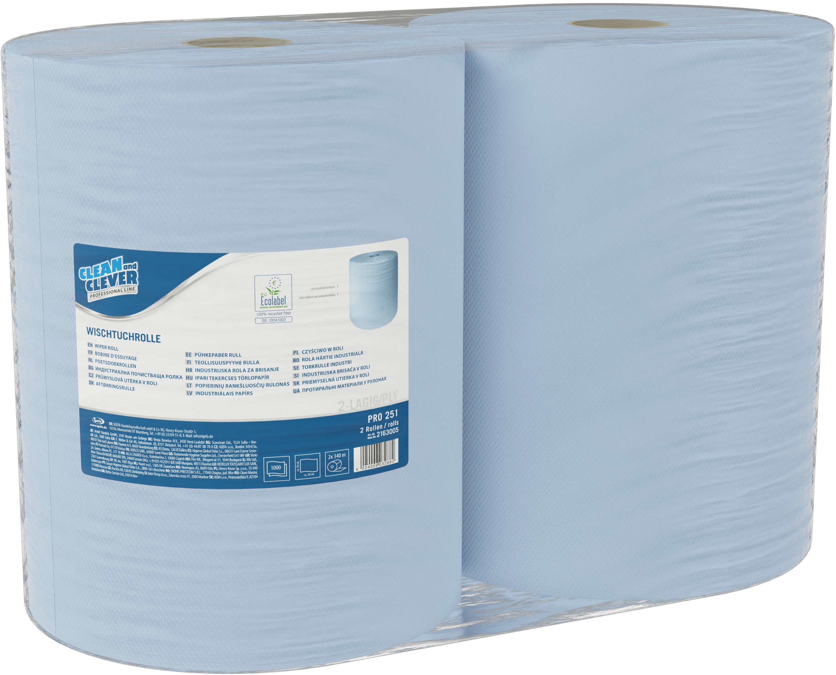 KATRIN Rouleau de chiffon 2x 38x36cm P1468 Maxi, bleu 2 rouleaux