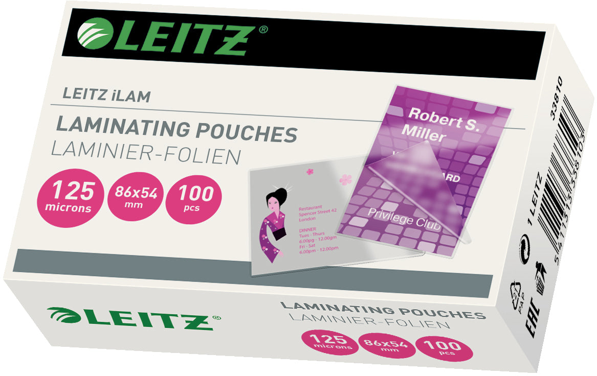 LEITZ     Pochettes à plastif.   54x86mm