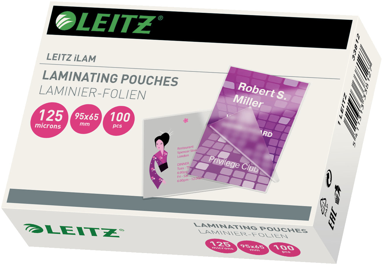 LEITZ     Pochettes à plastif.   65x95mm
