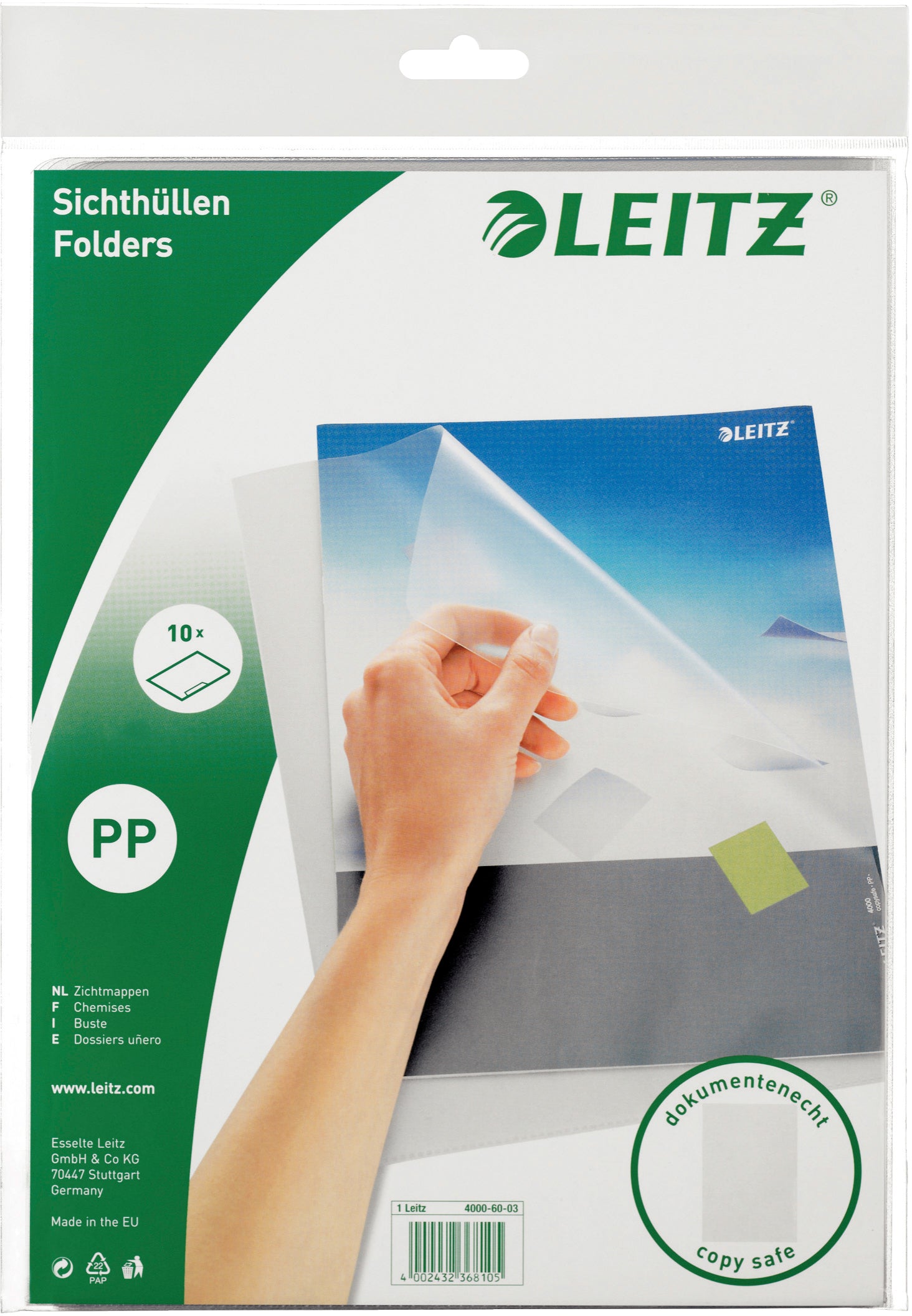LEITZ Dossier PP A4 40006003 transparent 10 pcs.