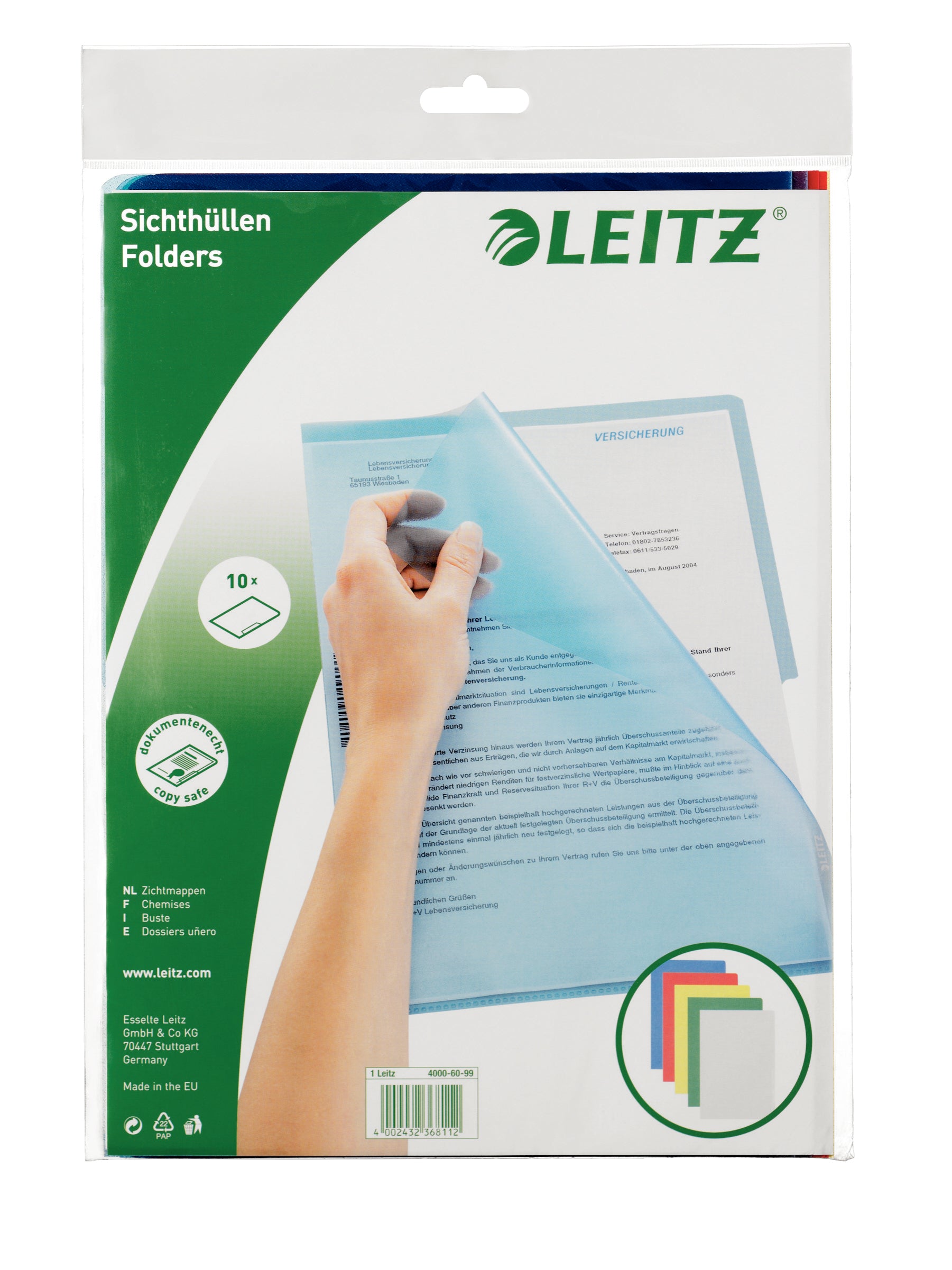 LEITZ Dossier PP A4 40006099 ass. 10 pcs.